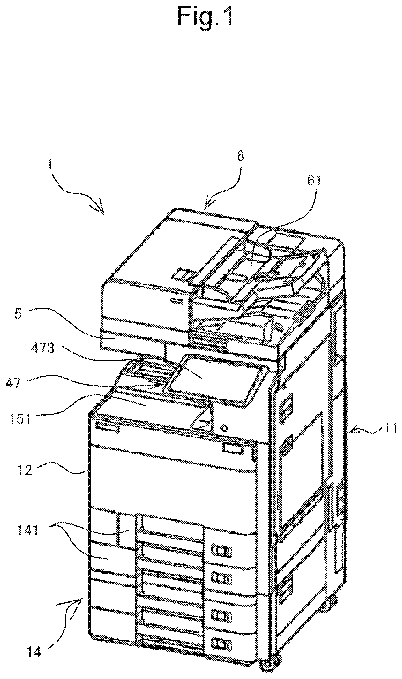 Patent US11782597 — Display apparatus that displays menu item indicating name of group including item to be set displayed at uppermost position of scrollable display region, in different display style from other menu items, and image forming apparatus — Figure 1