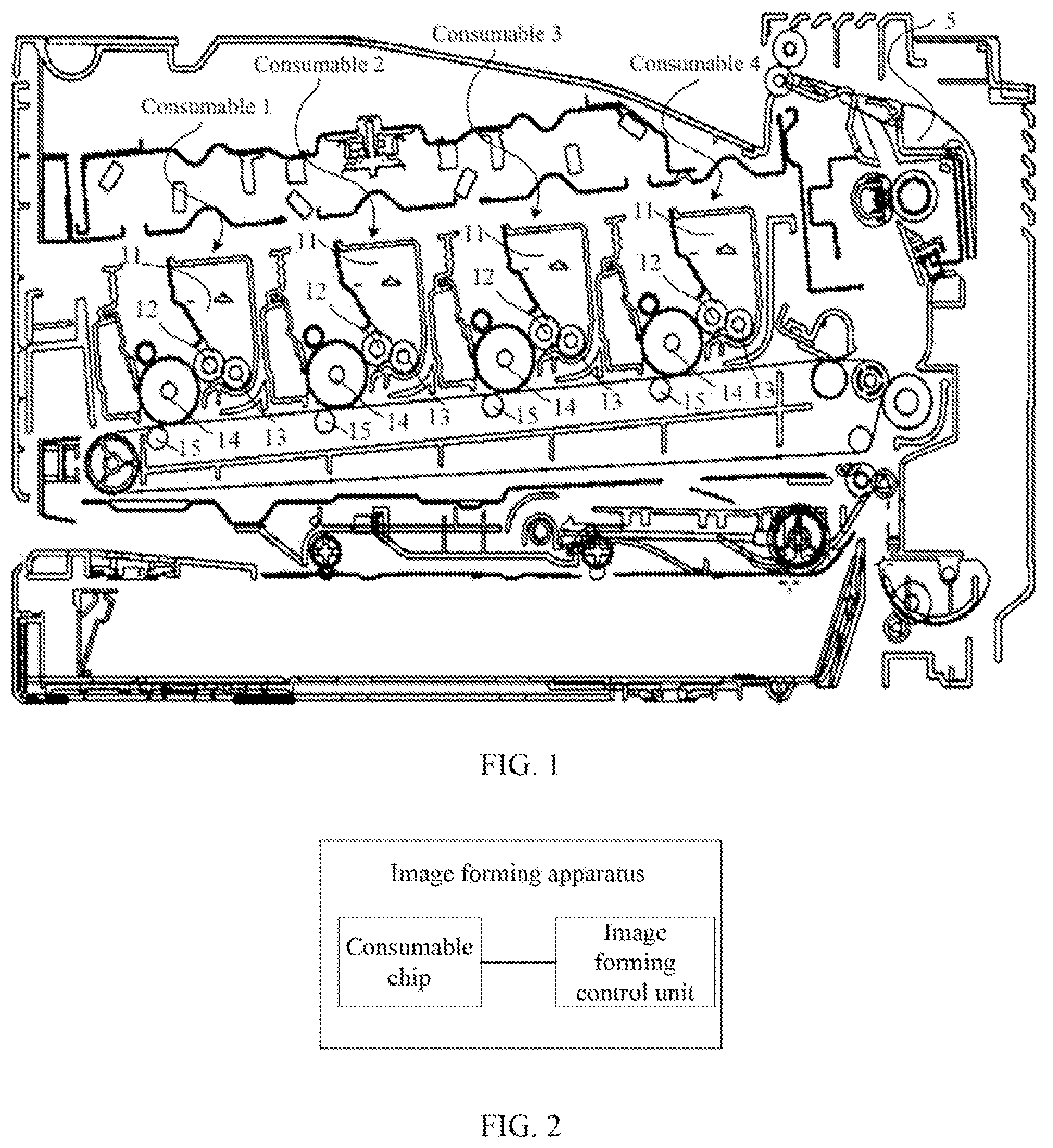 Patent US11782665 — Image forming control method, consumable chip, image forming apparatus, and consumable — Figure 1