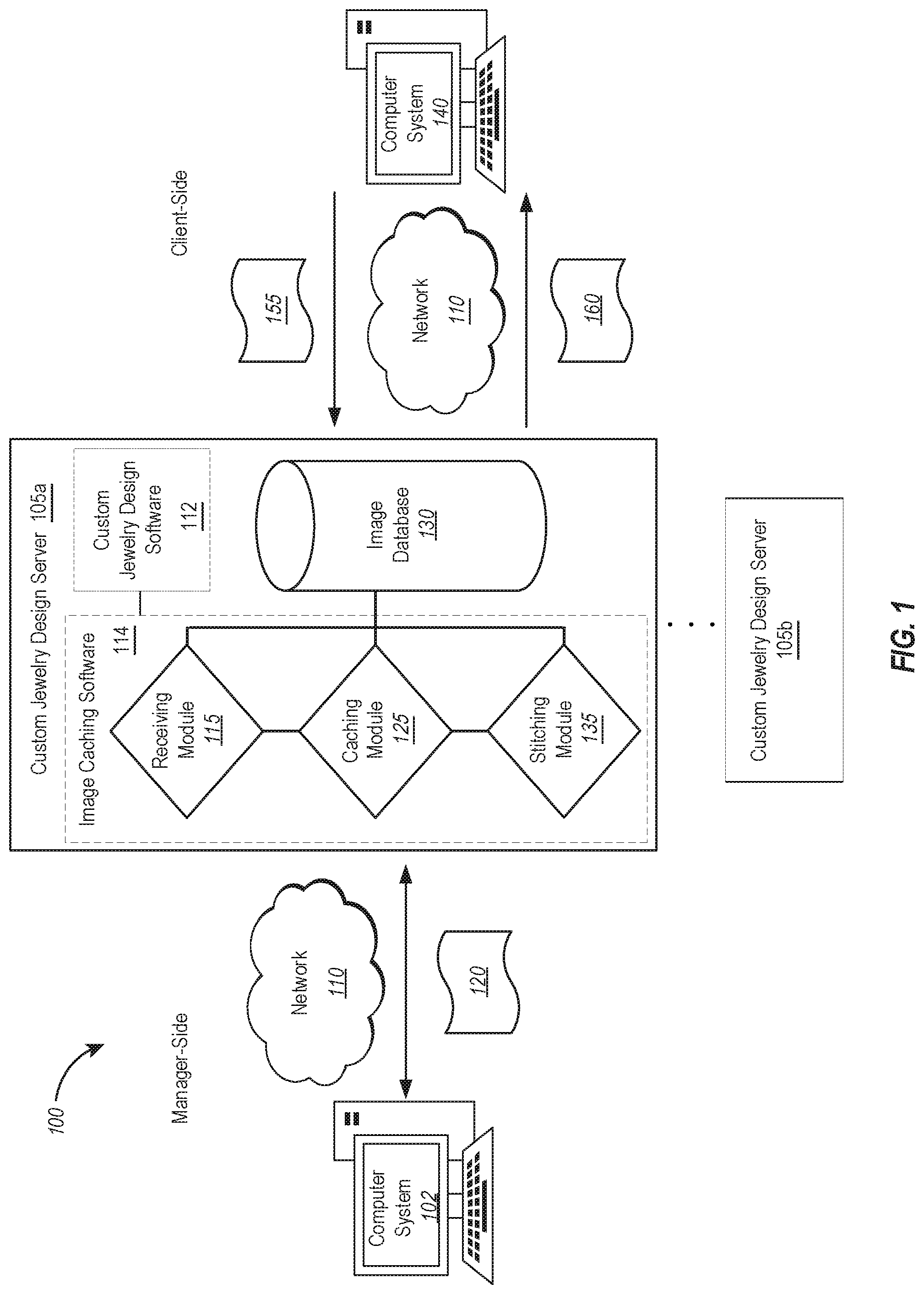 Patent US11782742 — Just-in-time rendering using distributed cache servers — Figure 1