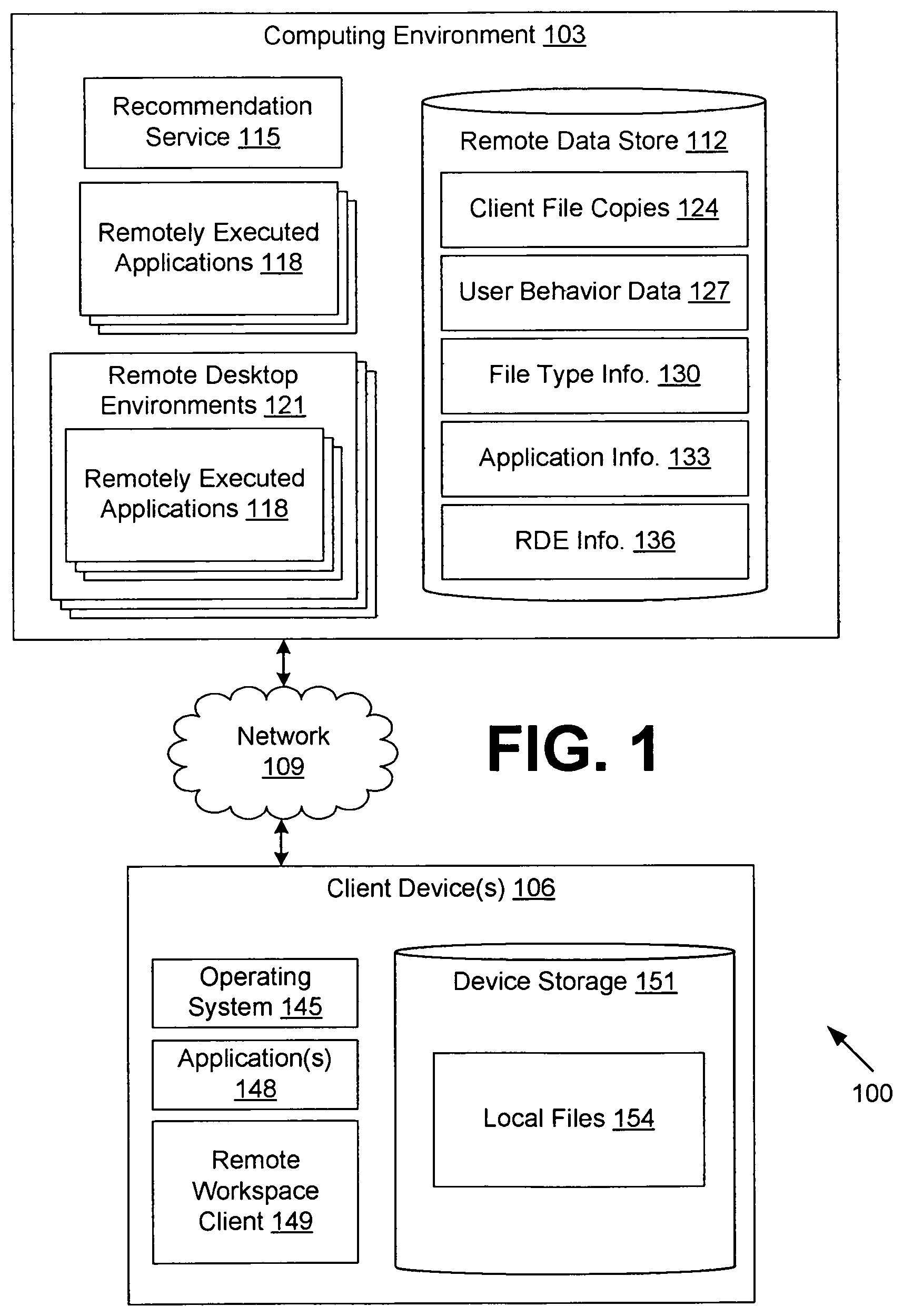 Patent US11782881 Figure 1 – Recommending remotely executed applications for opening files
