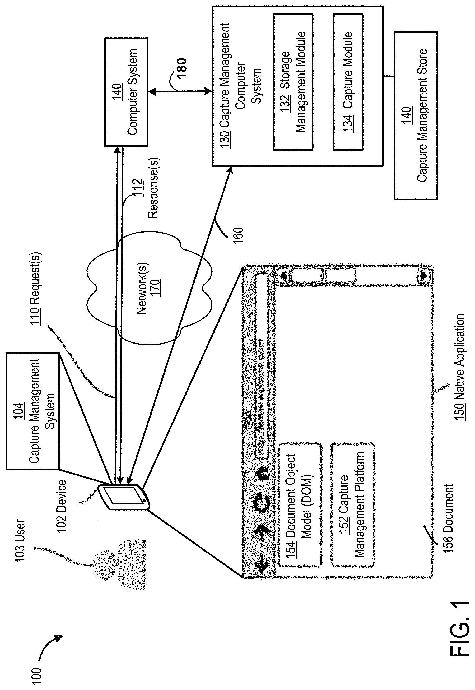 Patent US11783114 — Techniques for view capture and storage for mobile applications — Figure 1