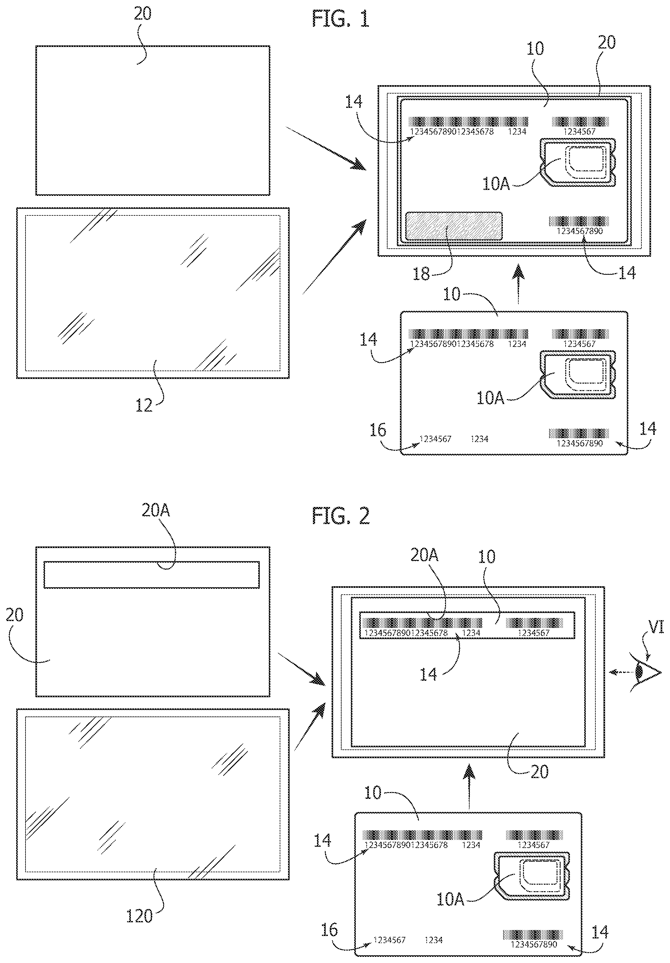 Patent US11783153 — Card packaging method, corresponding packaged card and method of use — Figure 1