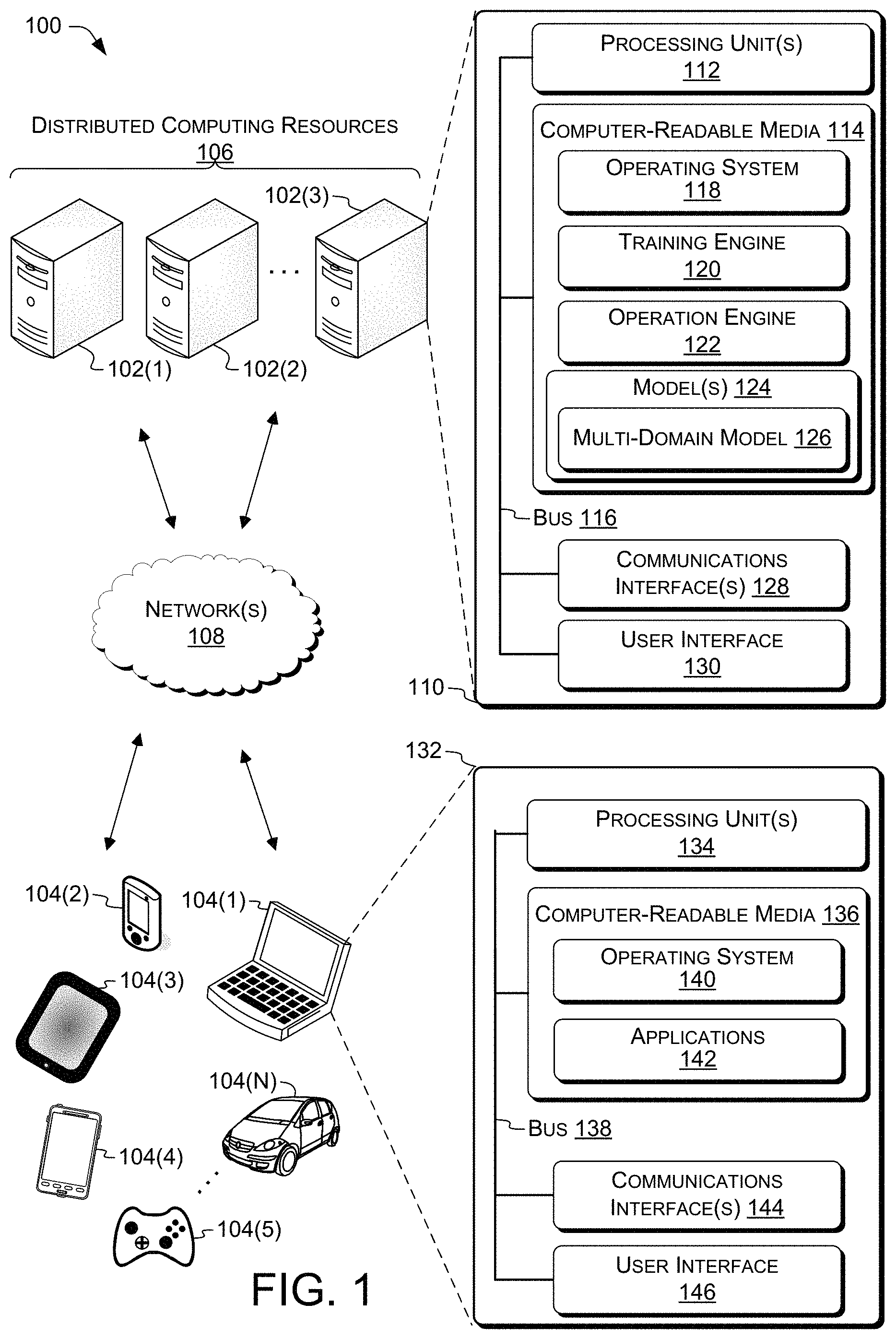 Patent US11783173 — Multi-domain joint semantic frame parsing — Figure 1
