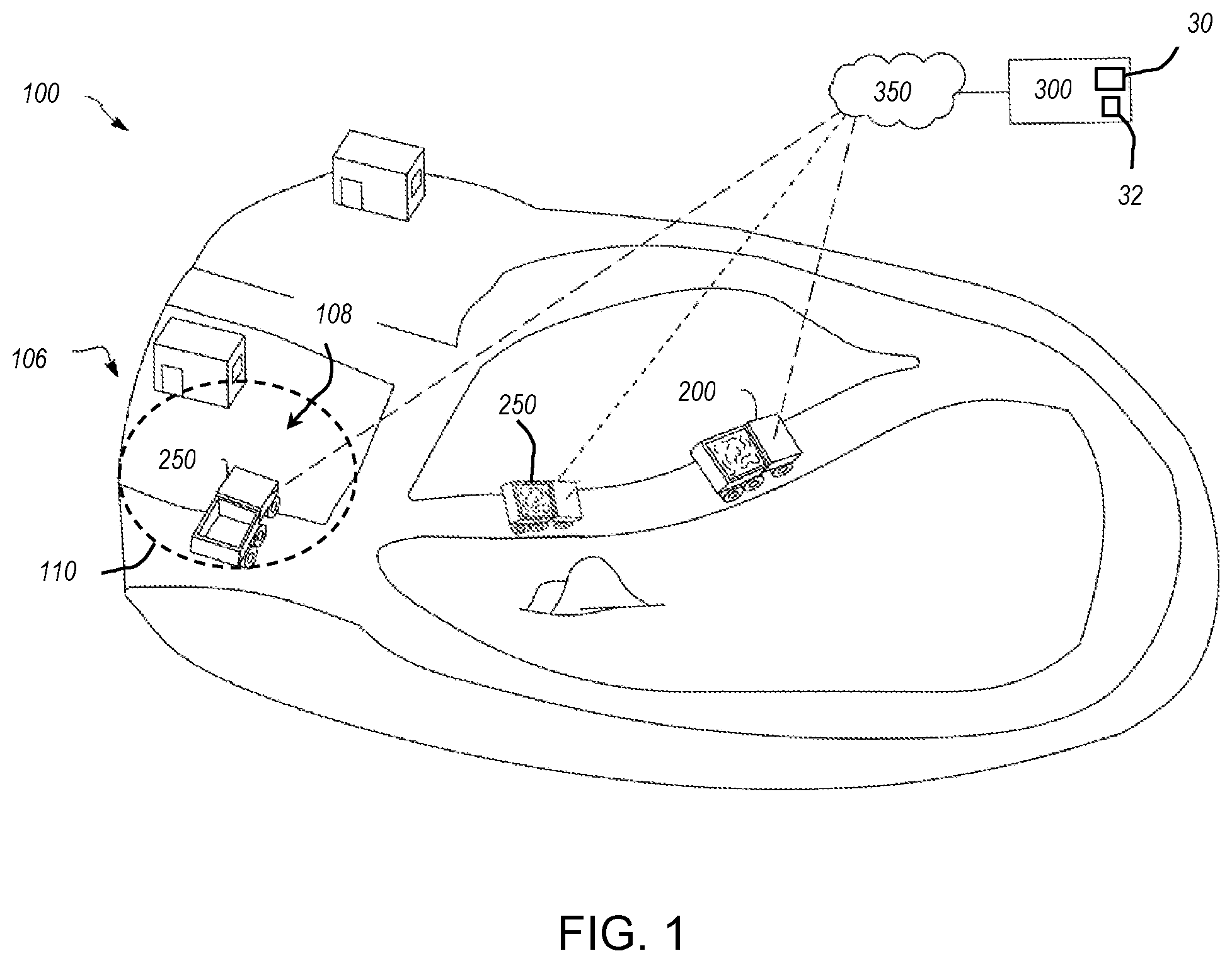 Patent US11783241 — System and method for tracking activity of a plurality of machines — Figure 1