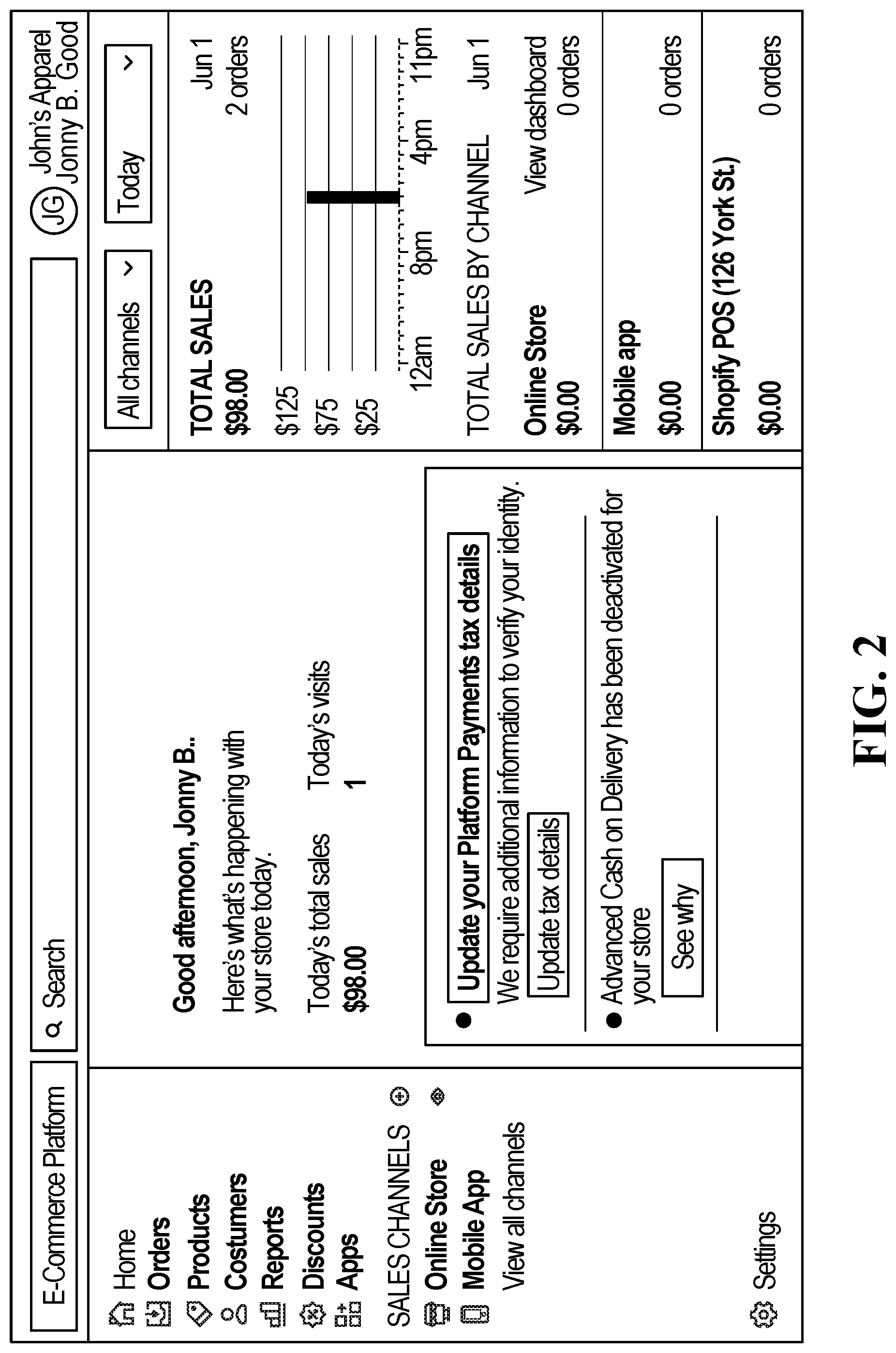 Patent US11783284 Figure 2 – Systems and methods for facilitating e-commerce product returns using an online marketplace