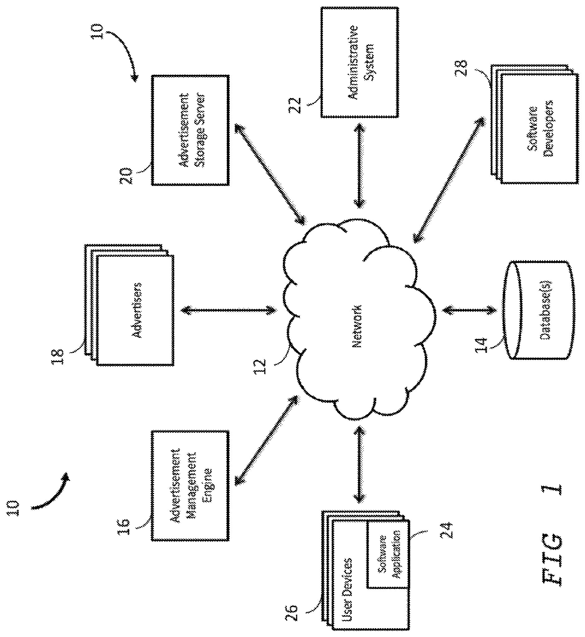 Patent US11783383 — Method and system for providing advertising in immersive digital environments — Figure 1