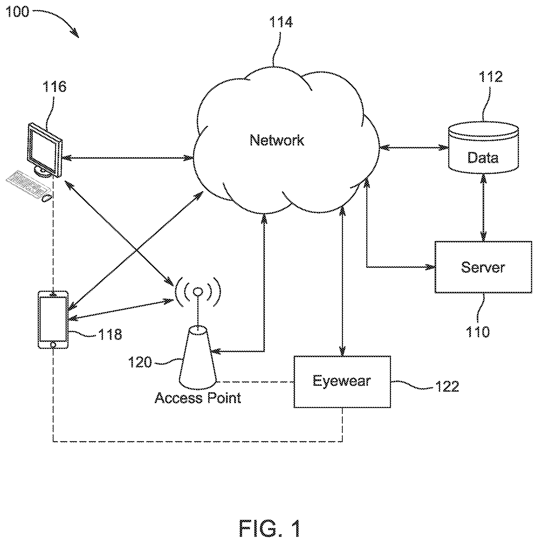 Patent US11783554 — Systems and methods for collecting, locating and visualizing sensor signals in extended reality — Figure 1