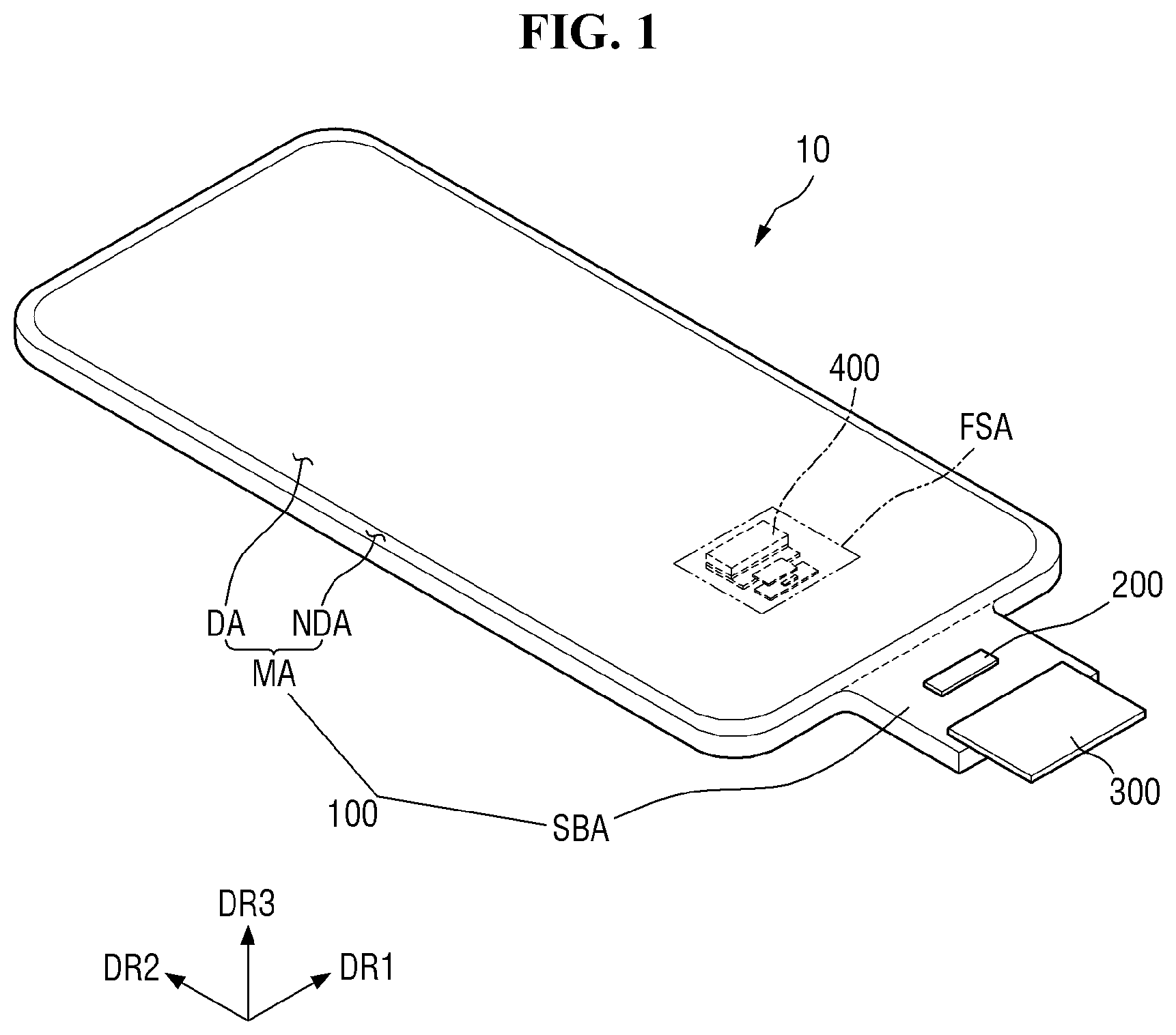 Patent US11783618 — Fingerprint sensor, method for manufacturing fingerprint sensor, and display device including fingerprint sensor — Figure 1