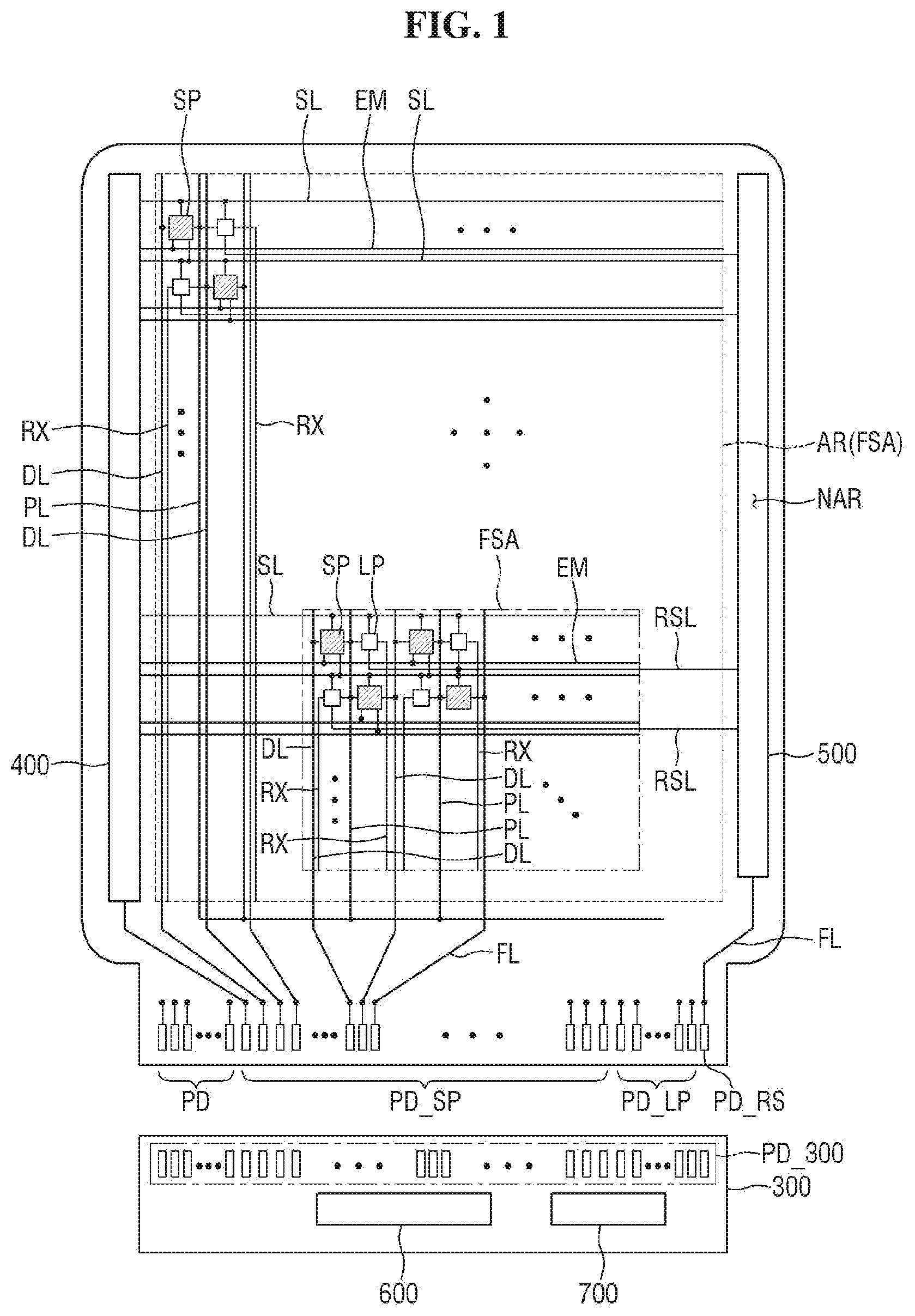 Patent US11783620 Figure 1 – Display device