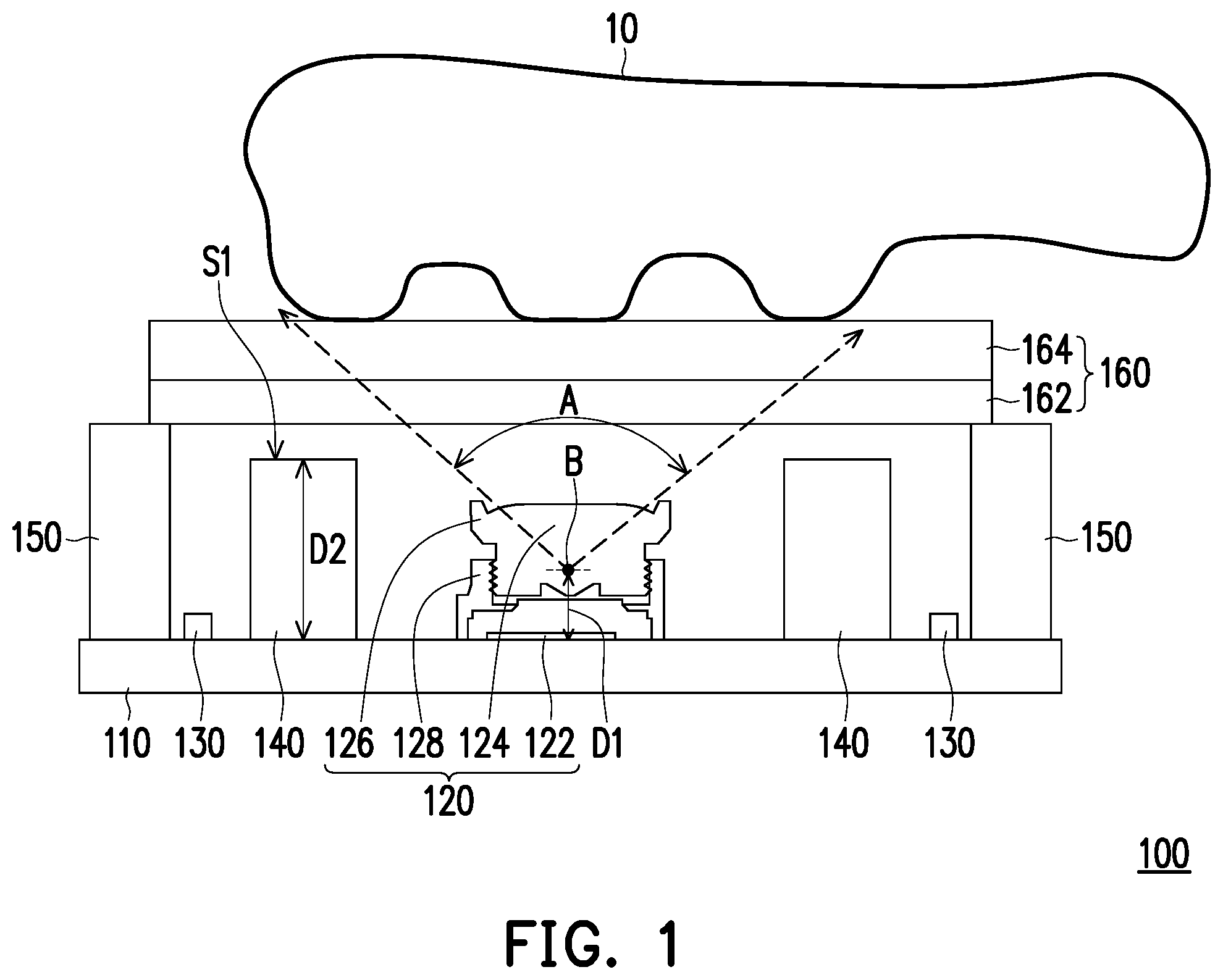 Patent US11783621 Figure 1 – Optical fingerprint imaging device