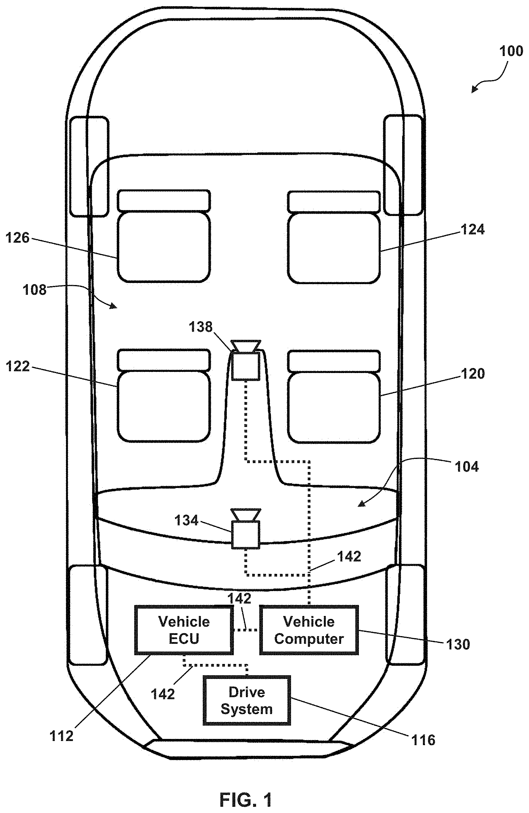 Patent US11783636 — System and method for detecting abnormal passenger behavior in autonomous vehicles — Figure 1