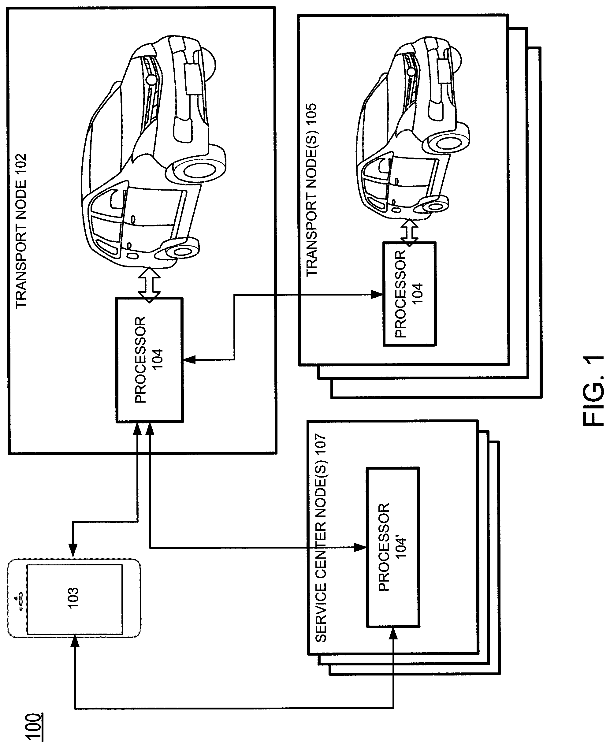 Patent US11783642 — Remote access of transports — Figure 1