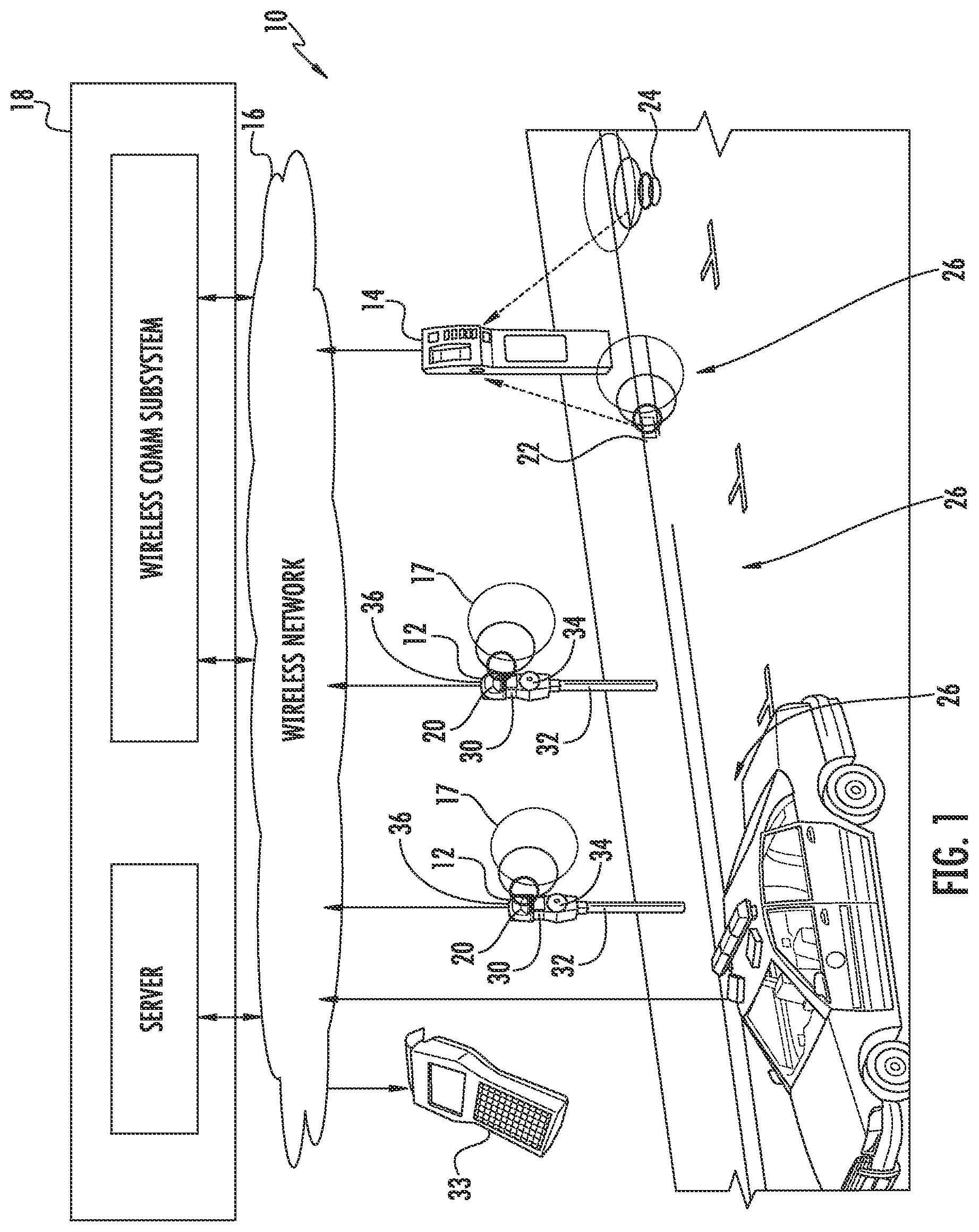 Patent US11783661 — Single space electronic parking meter with meter housing mounted vehicle sensor — Figure 1