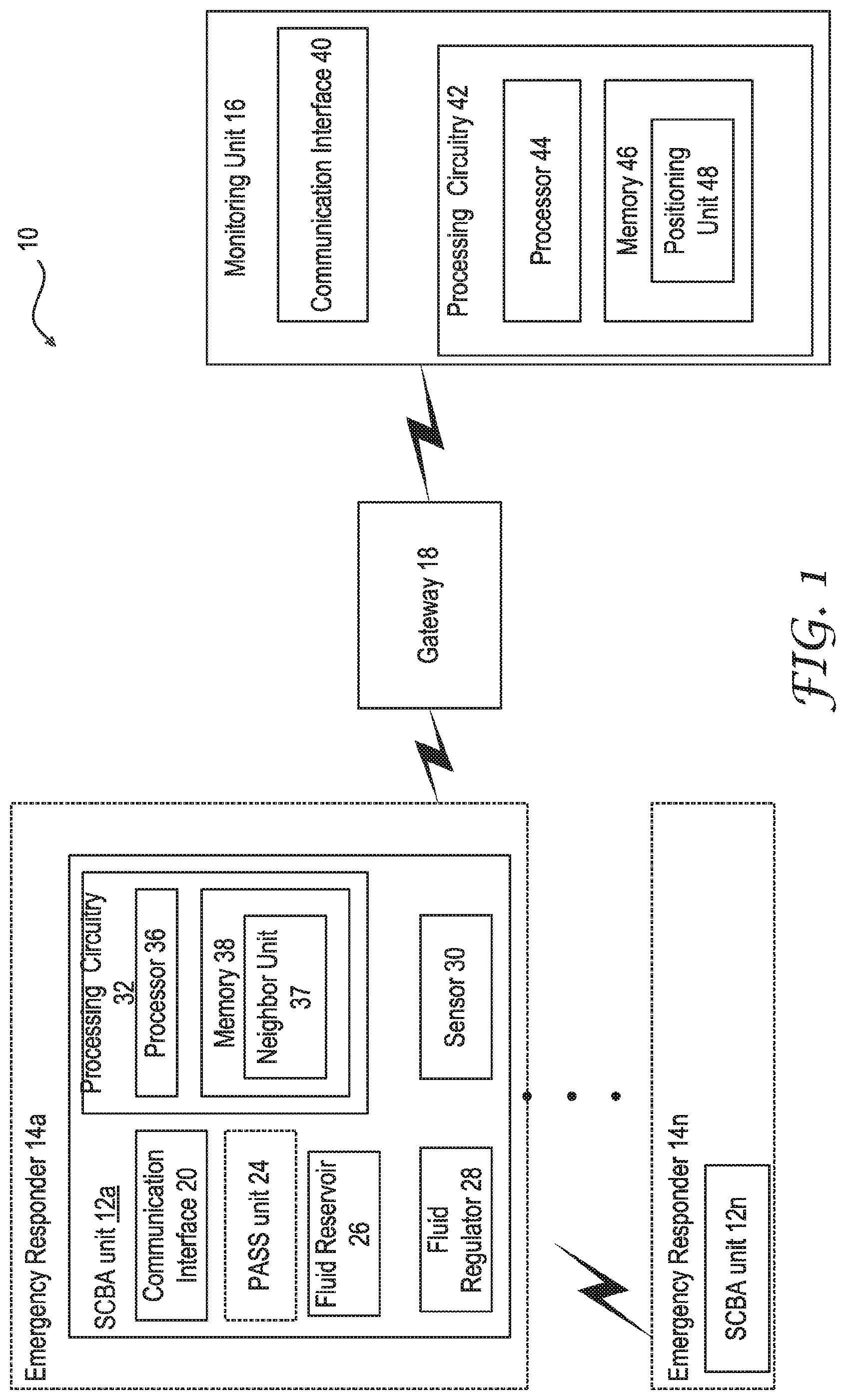 Patent US11783694 Figure 1 – Determining responder closest to downed responder