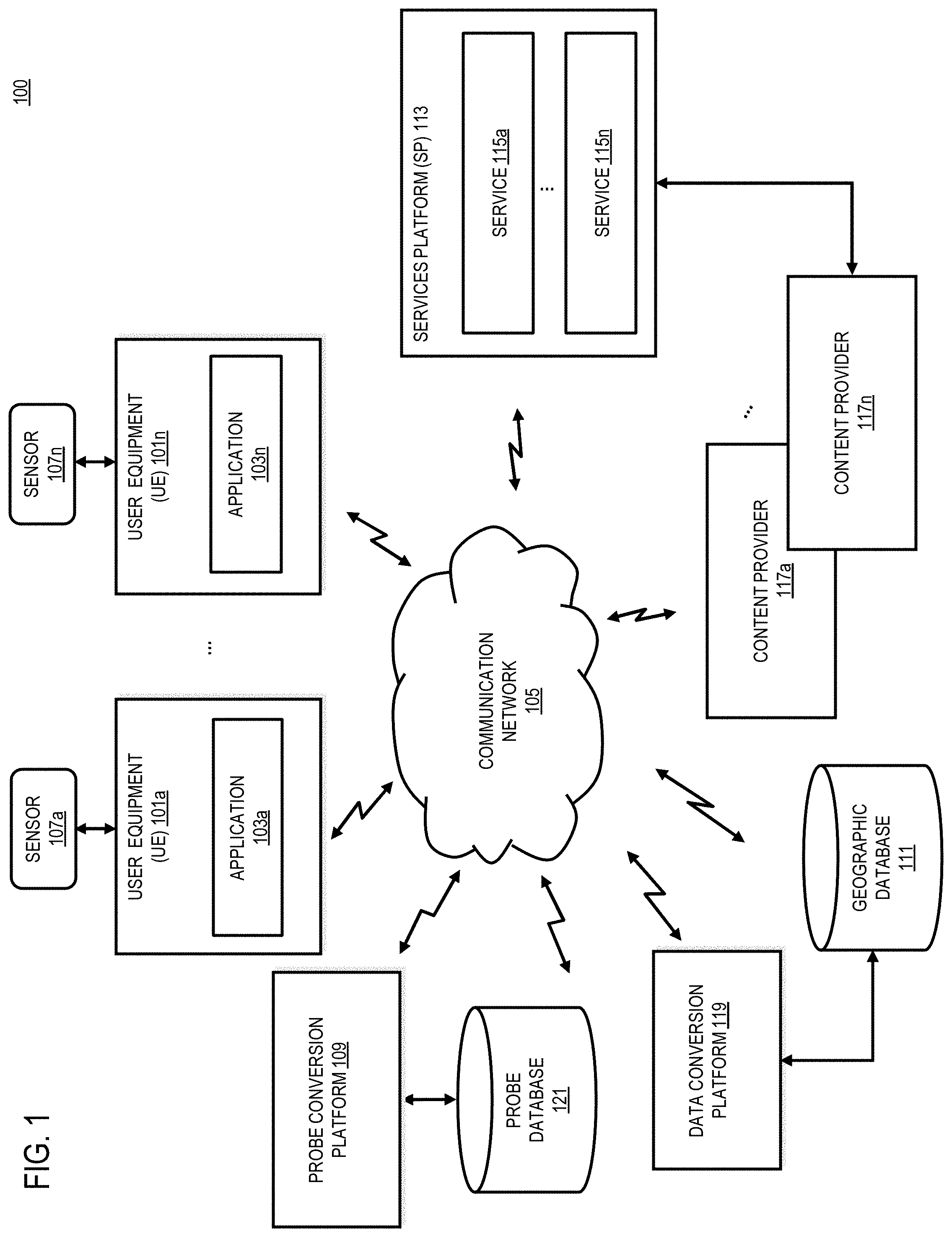 Patent US11783697 — Method, apparatus, and system for ensuring privacy while maintaining floating car data accuracy — Figure 1
