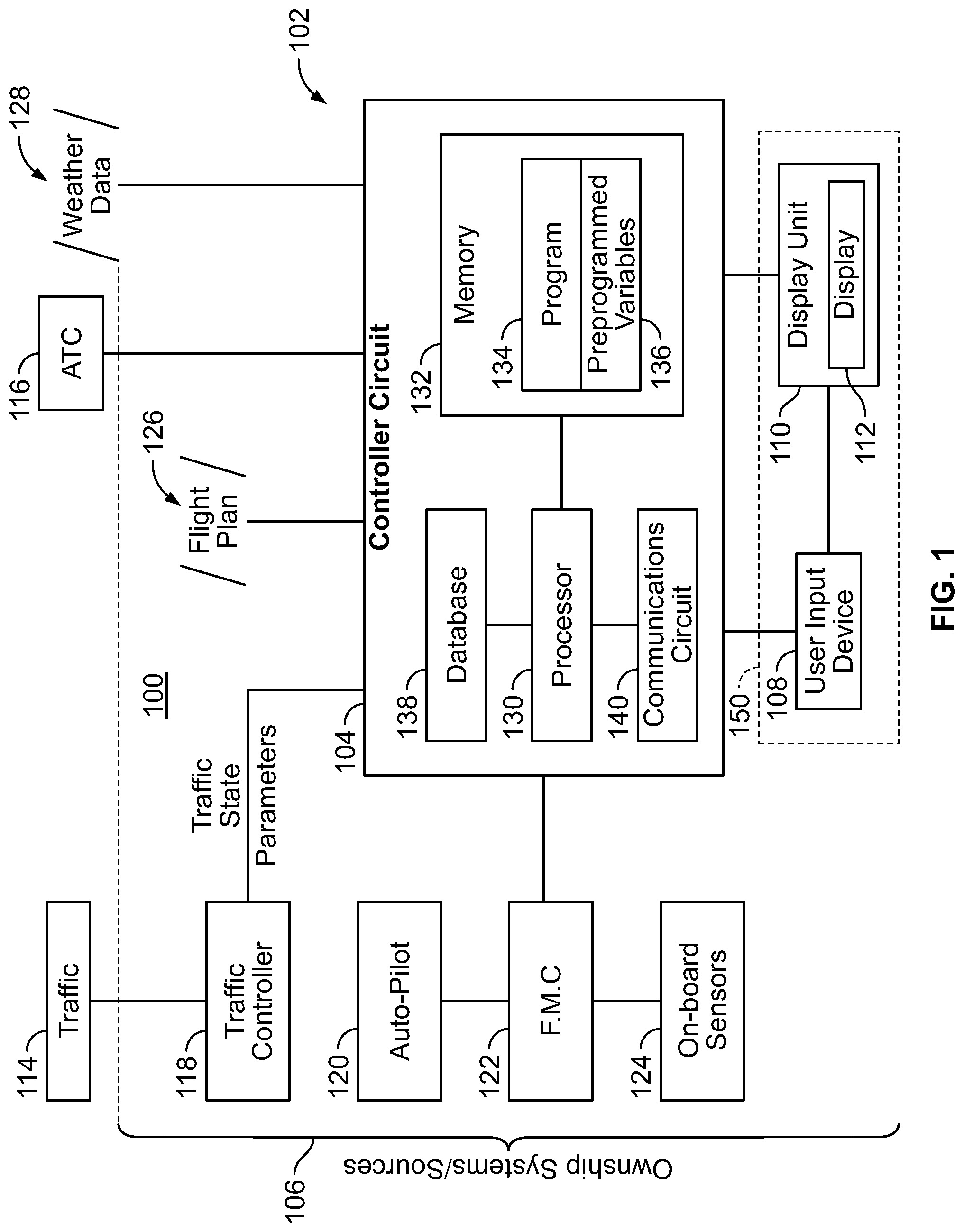 Patent US11783717 — Systems and methods for identifying a number of feasible target traffic for a paired approach — Figure 1
