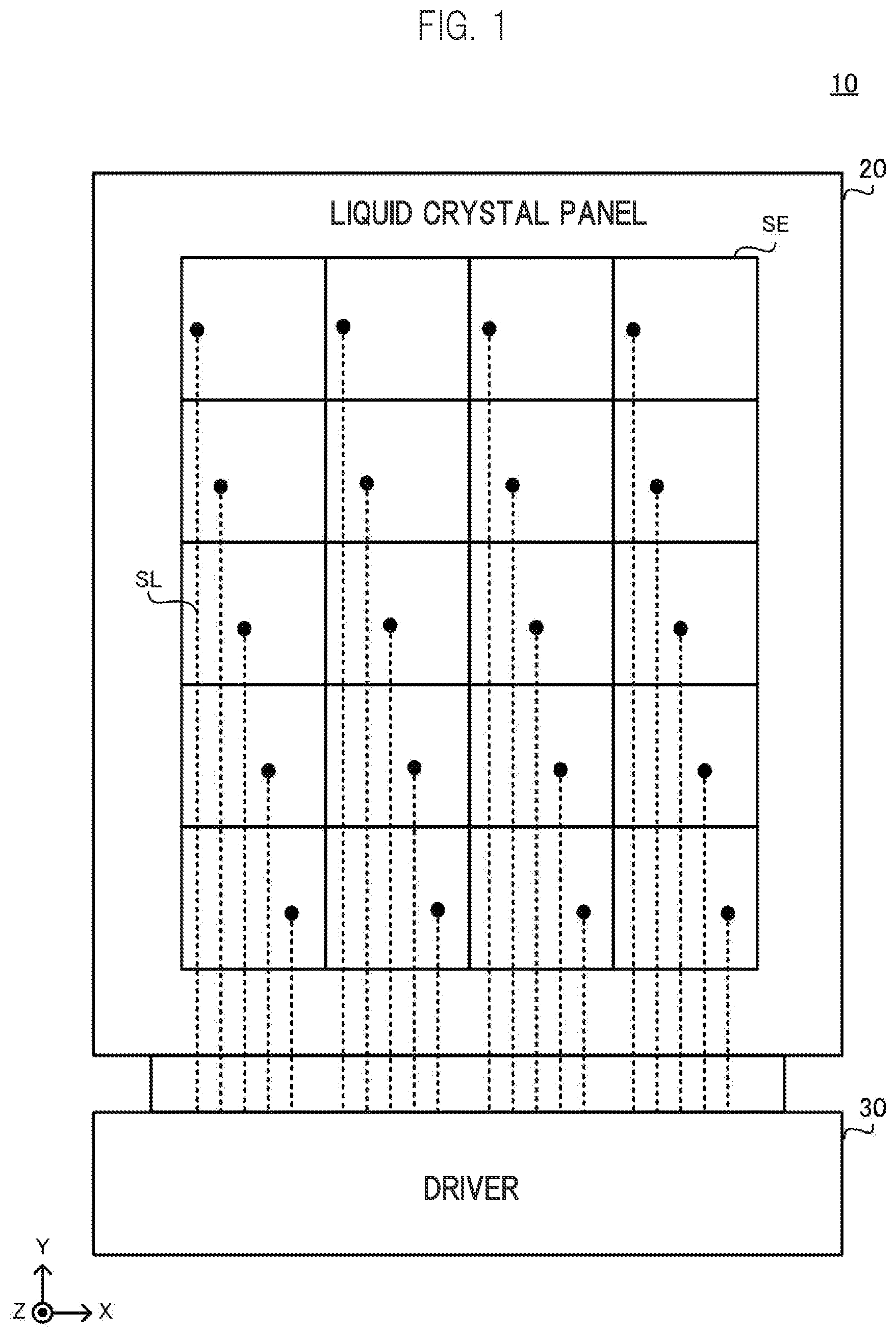 Patent US11783741 Figure 1 – Liquid crystal display device and line defect detection method
