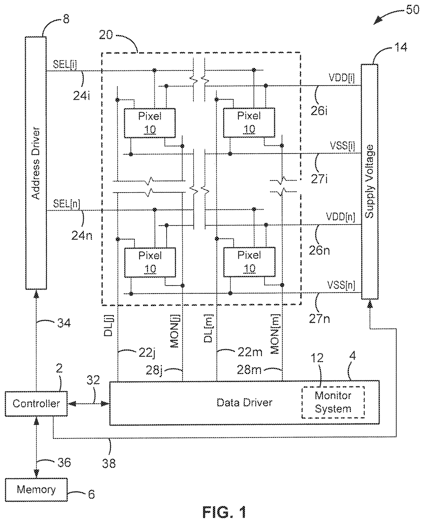 Patent US11783773 — Pixel circuits for AMOLED displays — Figure 1