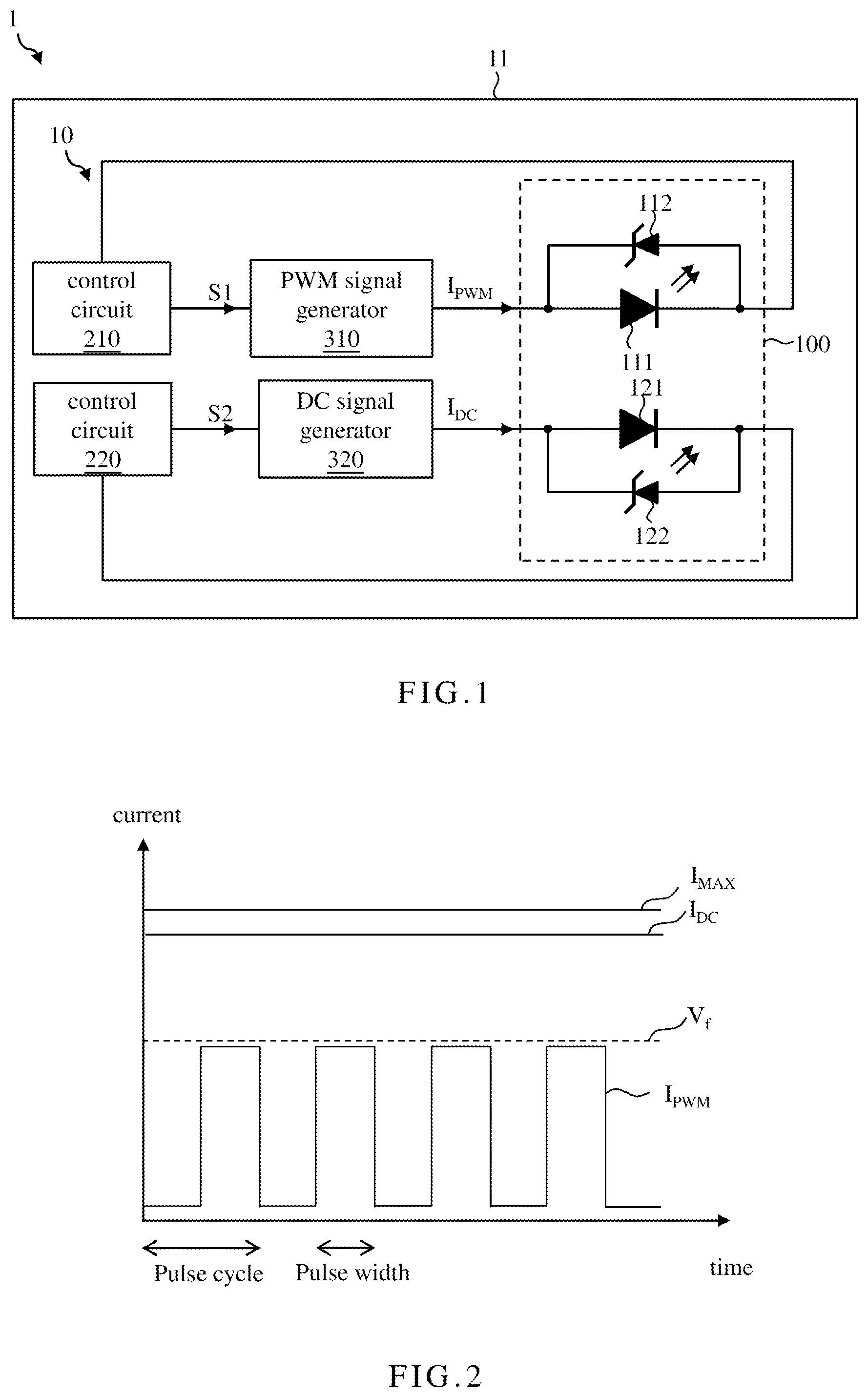 Patent US11783785 — LED device having diodes controlled by different signals, operating method of the same, and display device — Figure 1
