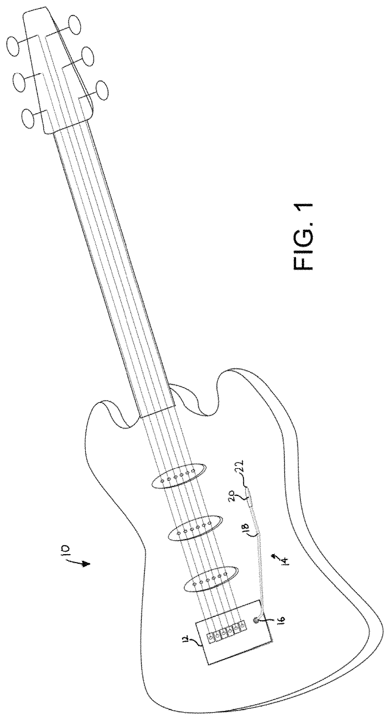 Patent US11783802 — Tremolo bar attachment accessory device — Figure 1