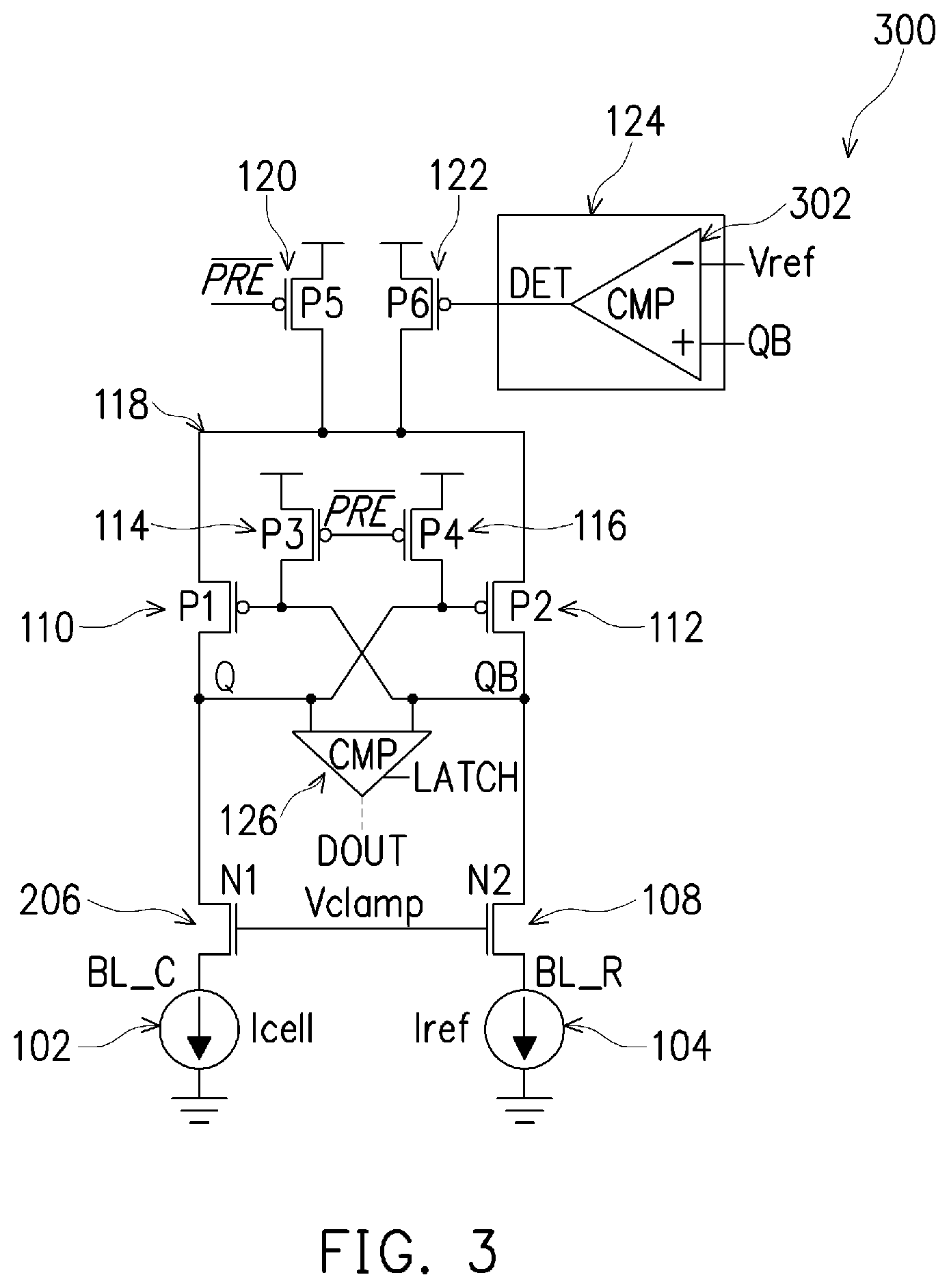 Patent US11783870 Figure 3 – Sense amplifier