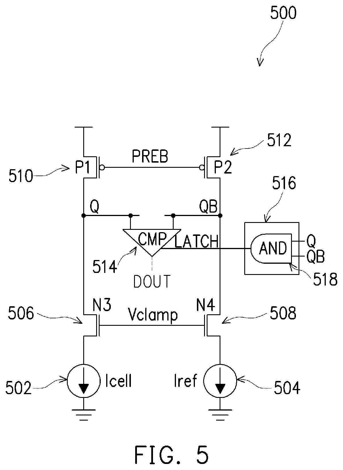 Patent US11783870 Figure 5 – Sense amplifier