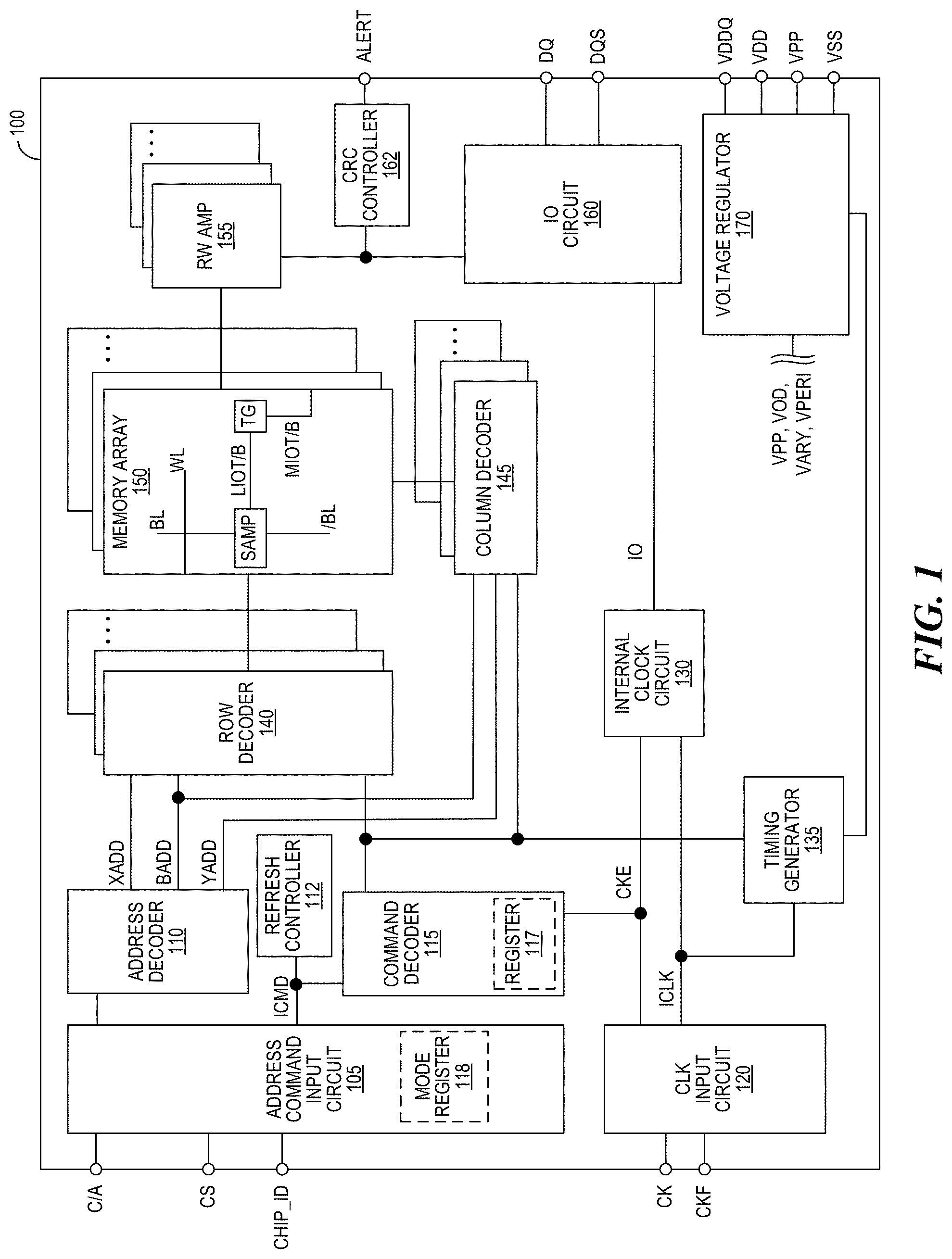 Patent US11783882 — Refresh operation in multi-die memory — Figure 1