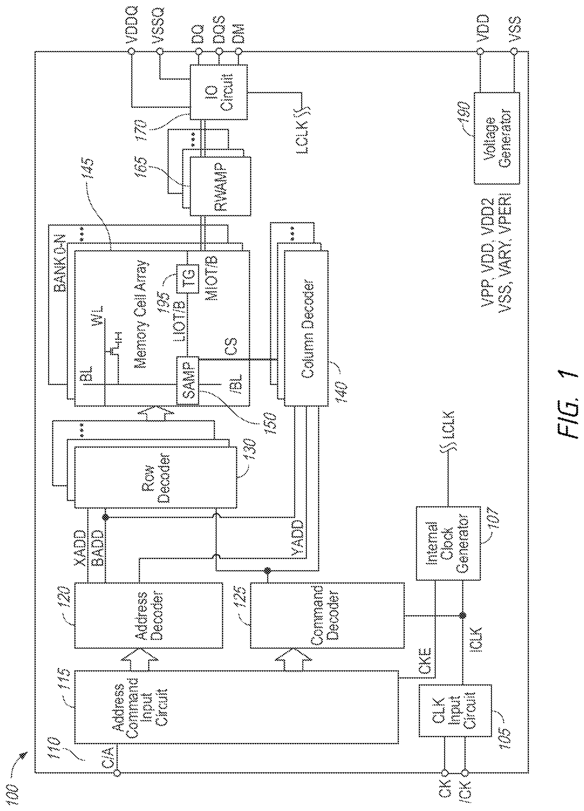 Patent US11783887 Figure 1 – Edge memory array mats with sense amplifiers
