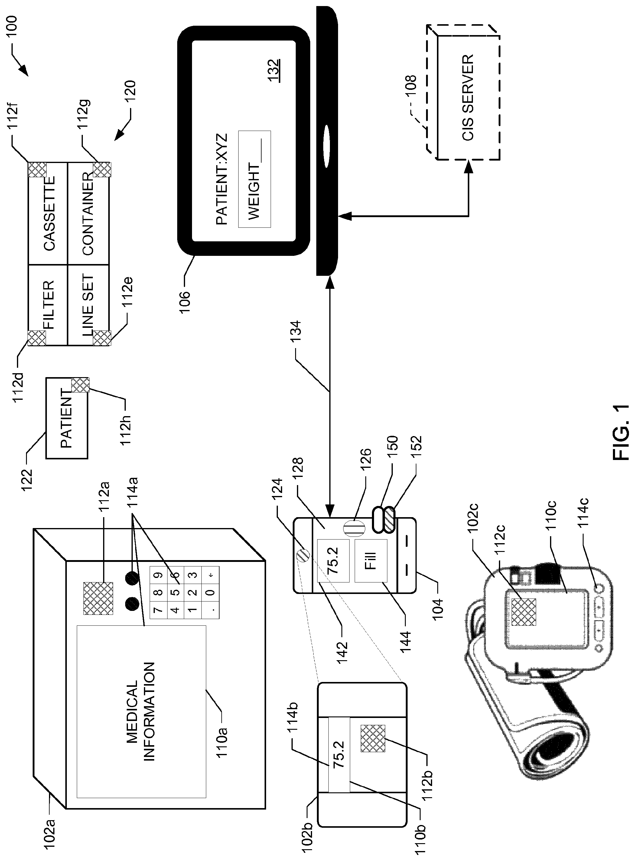 Patent US11783928 — Medical data collection devices, systems, and methods — Figure 1