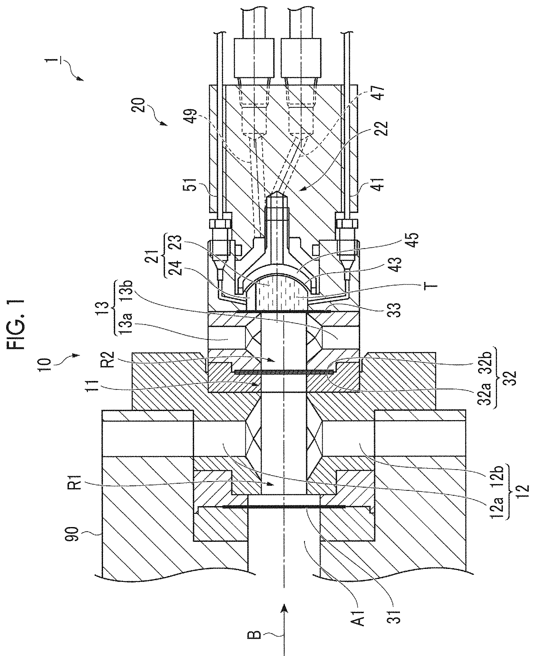 Patent US11783957 — Liquid target device — Figure 1