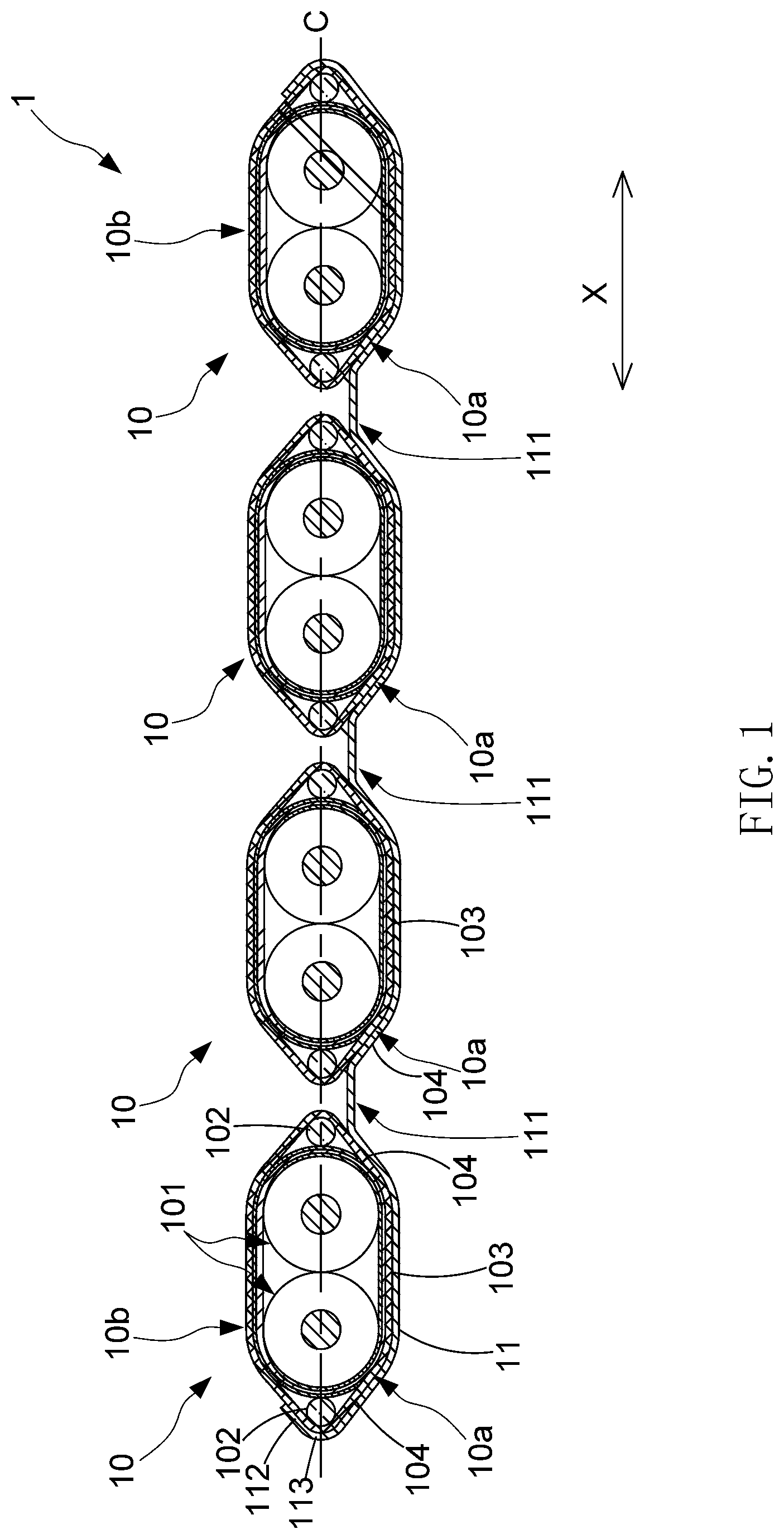 Patent US11783965 — Flat cable assembly — Figure 1