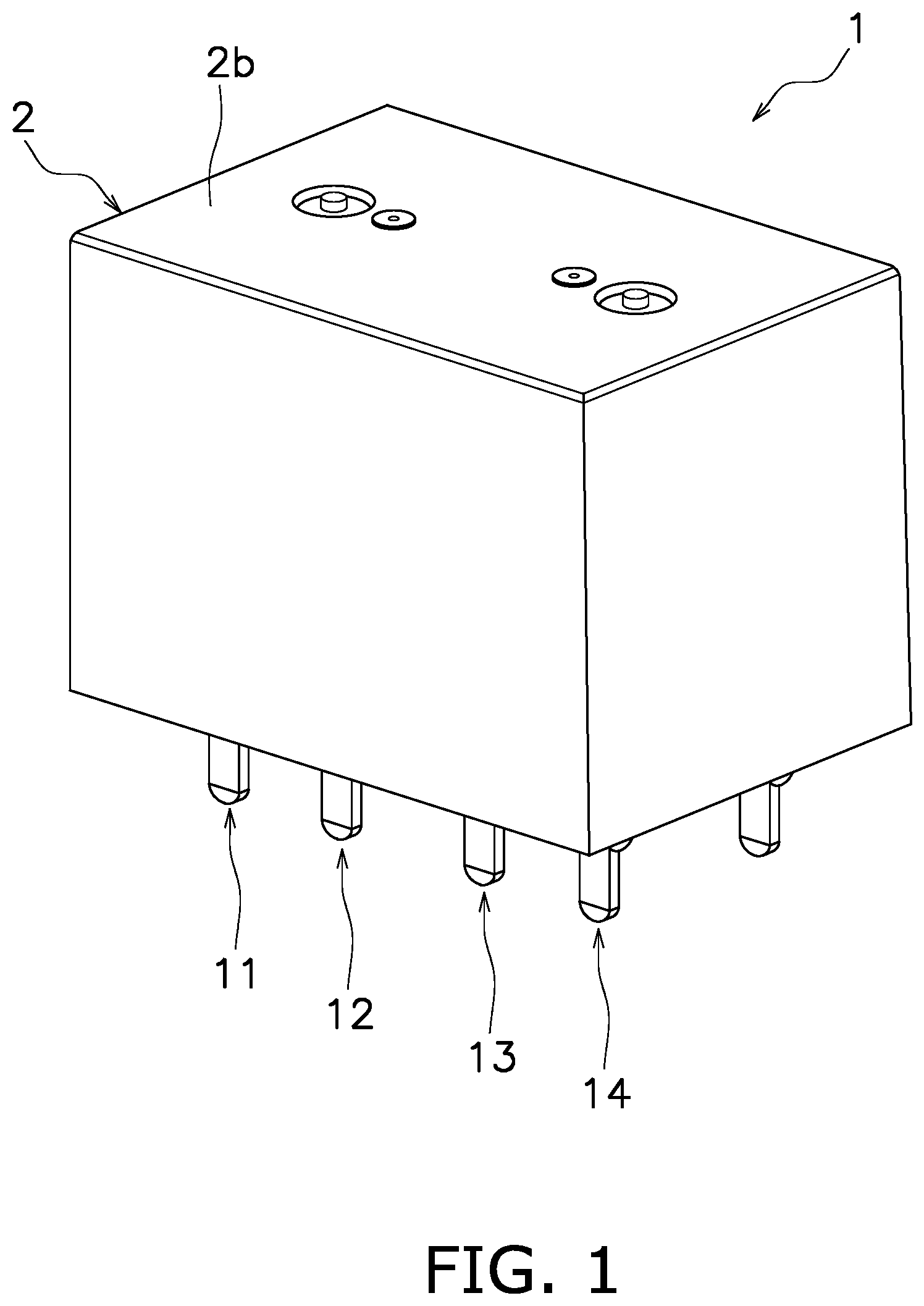 Patent US11784019 — Electromagnetic relay with magnetic arc extension — Figure 1
