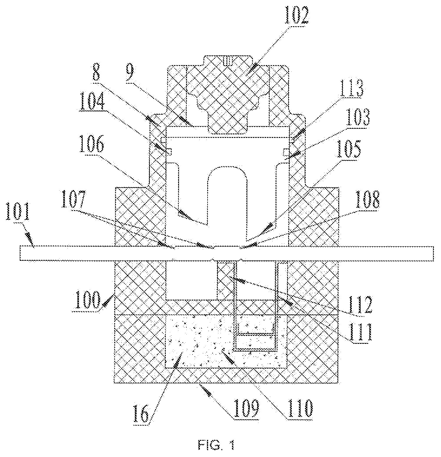Patent US11784021 — Mechanical breaking and fusing combined multi-fracture excitation fuse — Figure 1