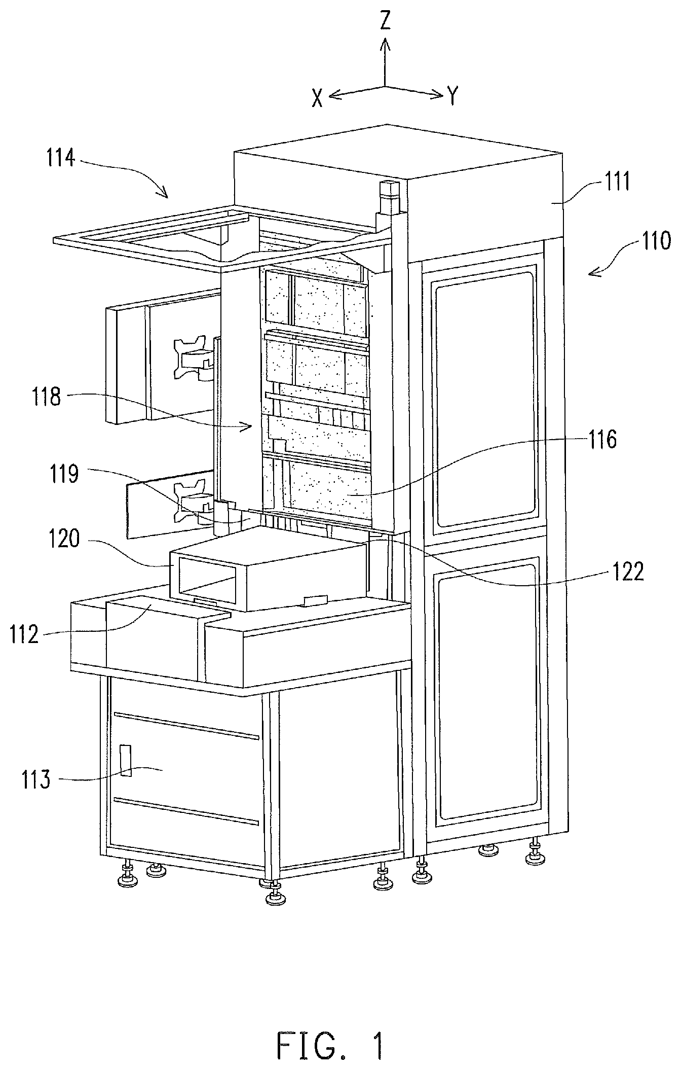 Patent US11784073 Figure 1 – Apparatus and method for handling wafer carrier doors