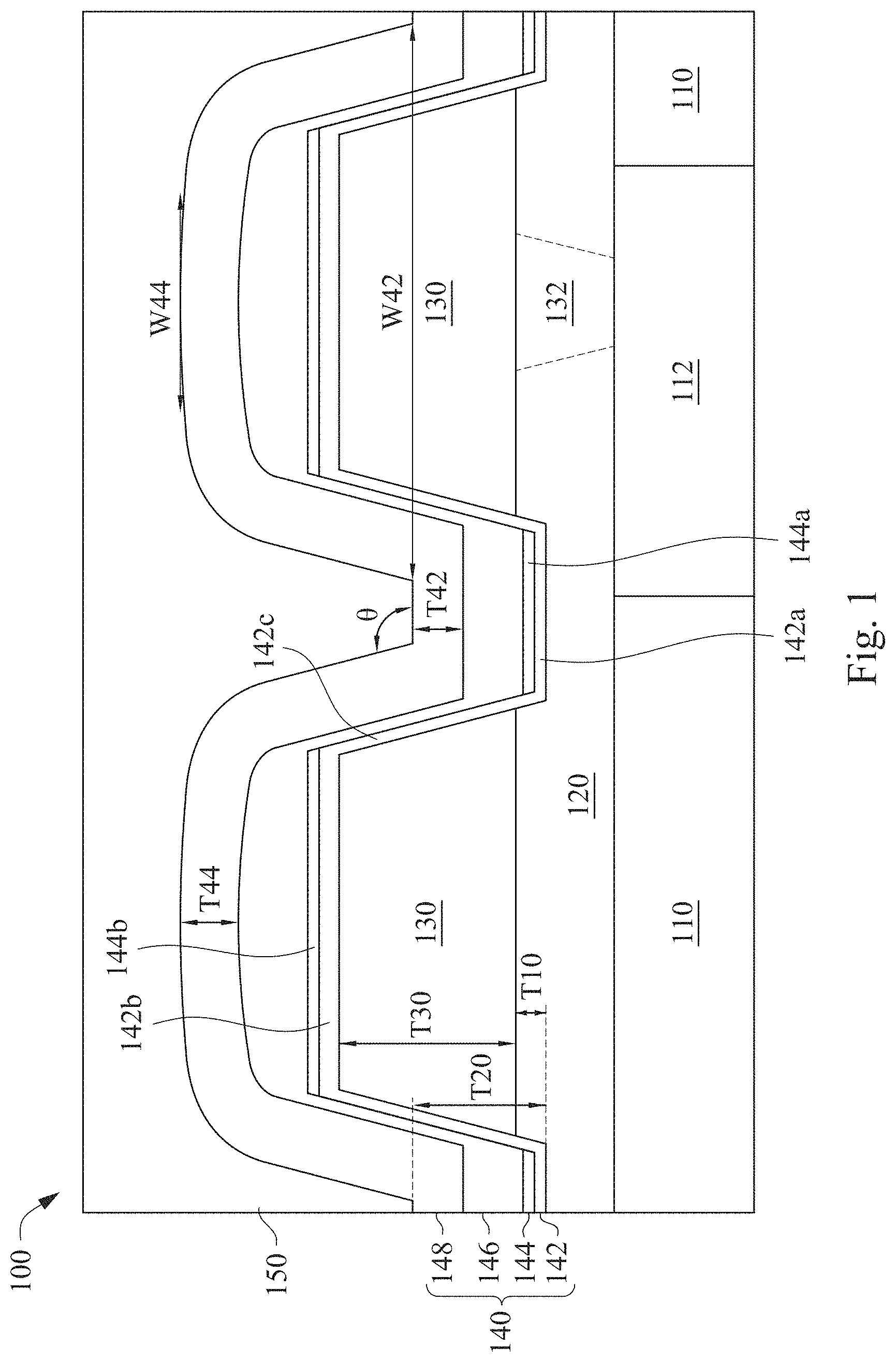 Patent US11784089 — Semiconductor device with contact pad and method of making — Figure 1