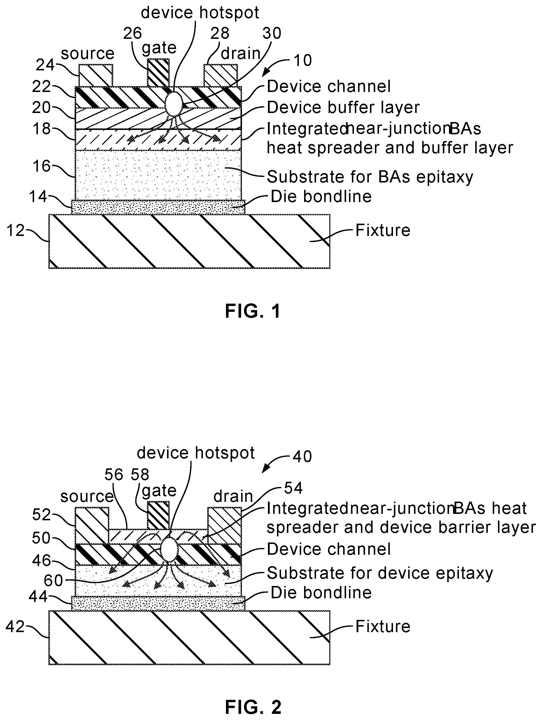 Patent US11784107 — Semiconductor device passive thermal management — Figure 1
