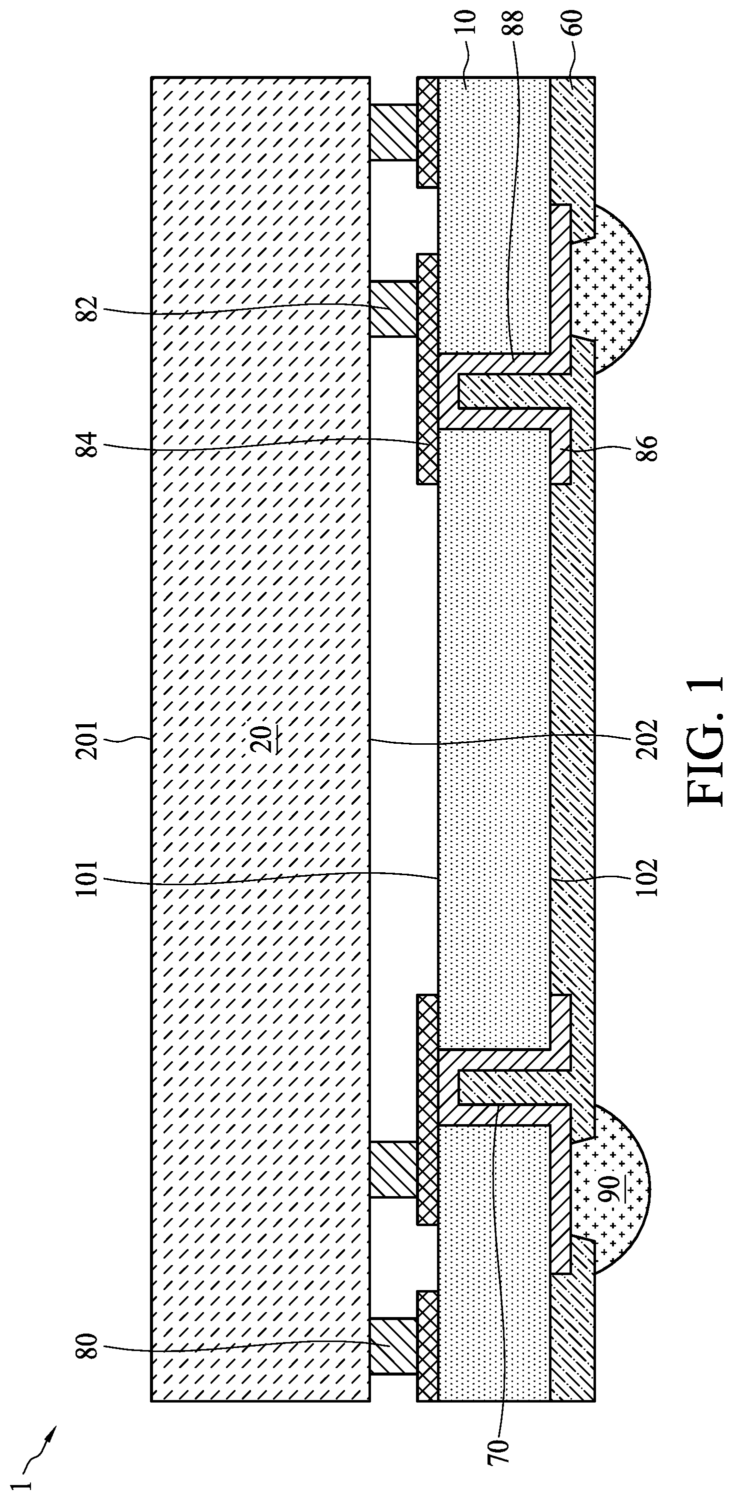 Patent US11784110 — Semiconductor package and method for manufacturing the same — Figure 1