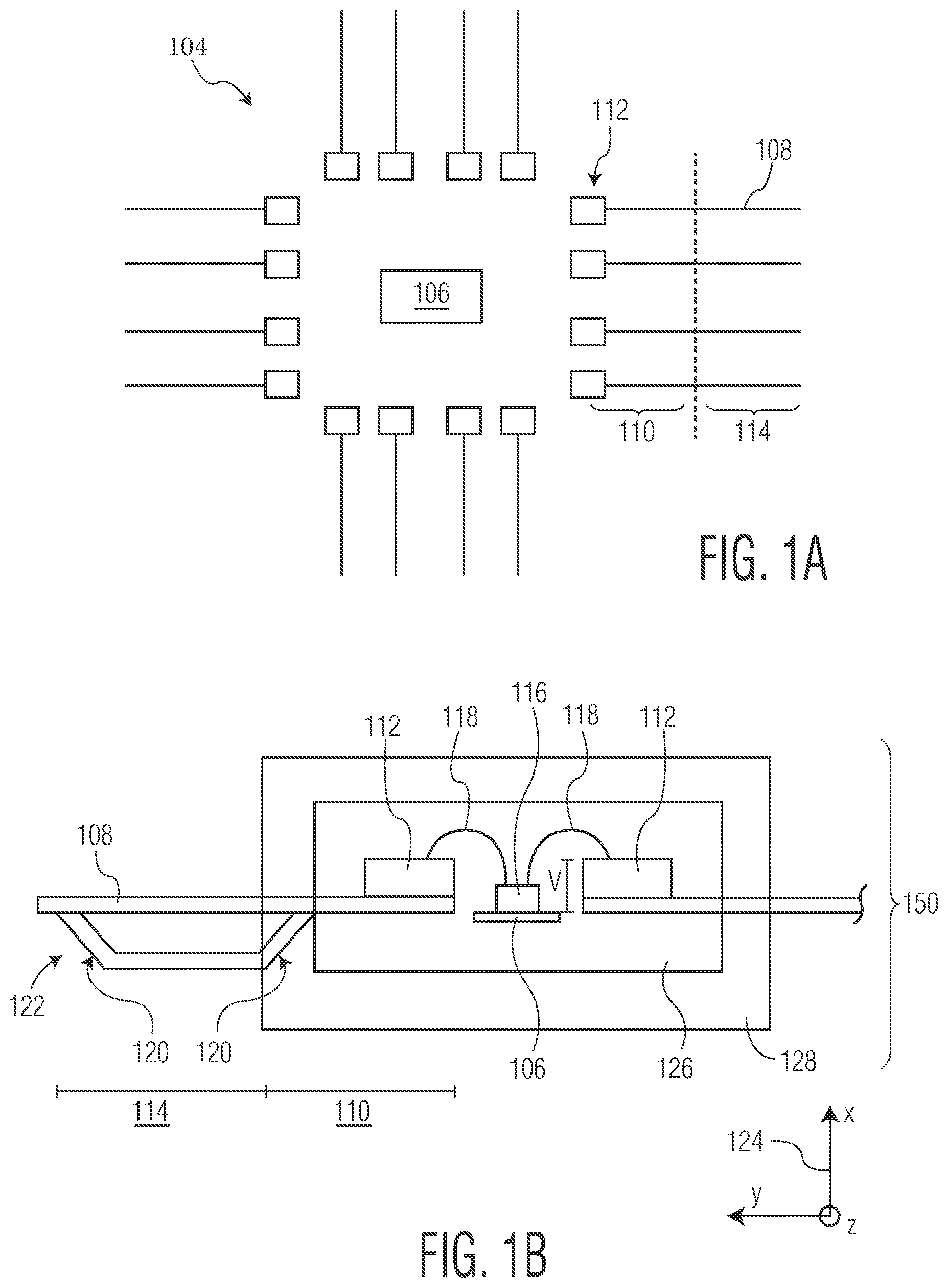 Patent US11784112 — Integrated circuit package and method to manufacture the integrated circuit package to reduce bond wire defects in the integrated circuit package — Figure 1