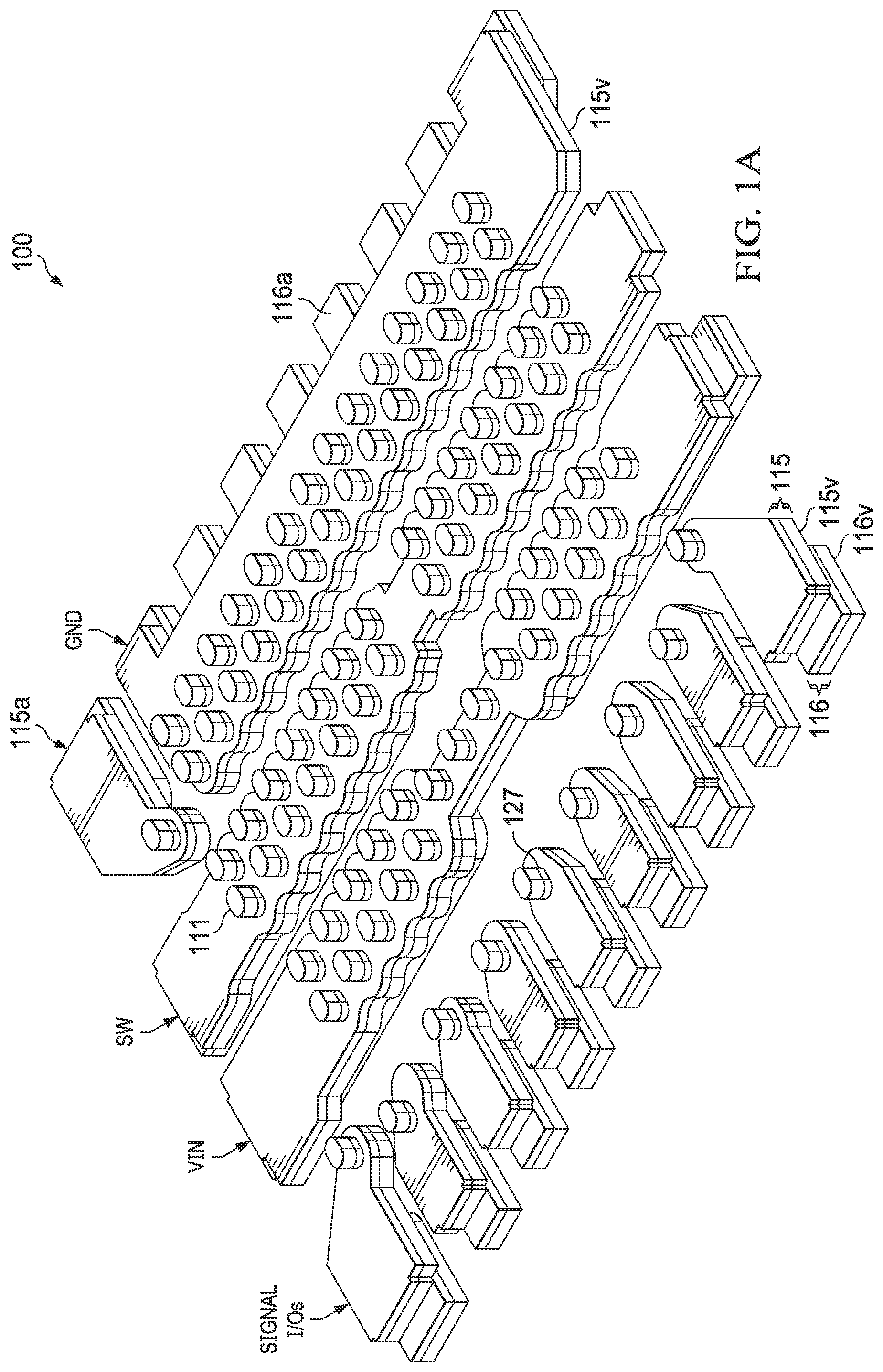 Patent US11784113 — Multilayer package substrate with stress buffer — Figure 1