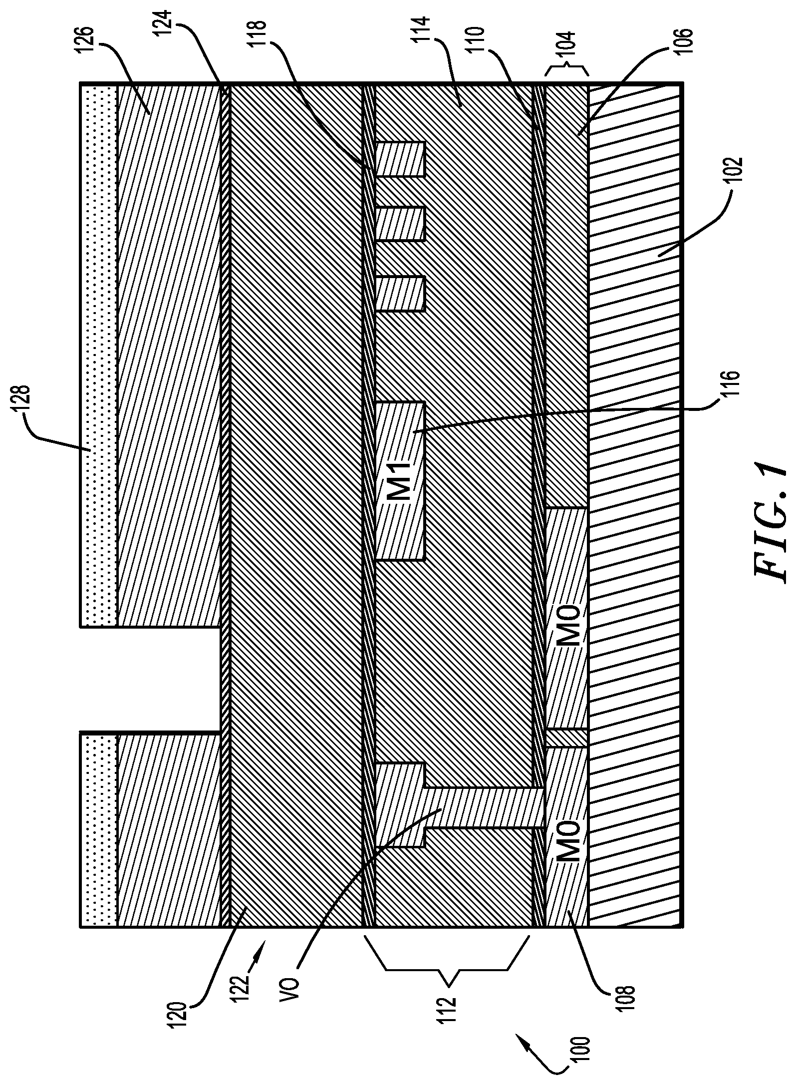 Patent US11784120 — Metal via structure — Figure 1