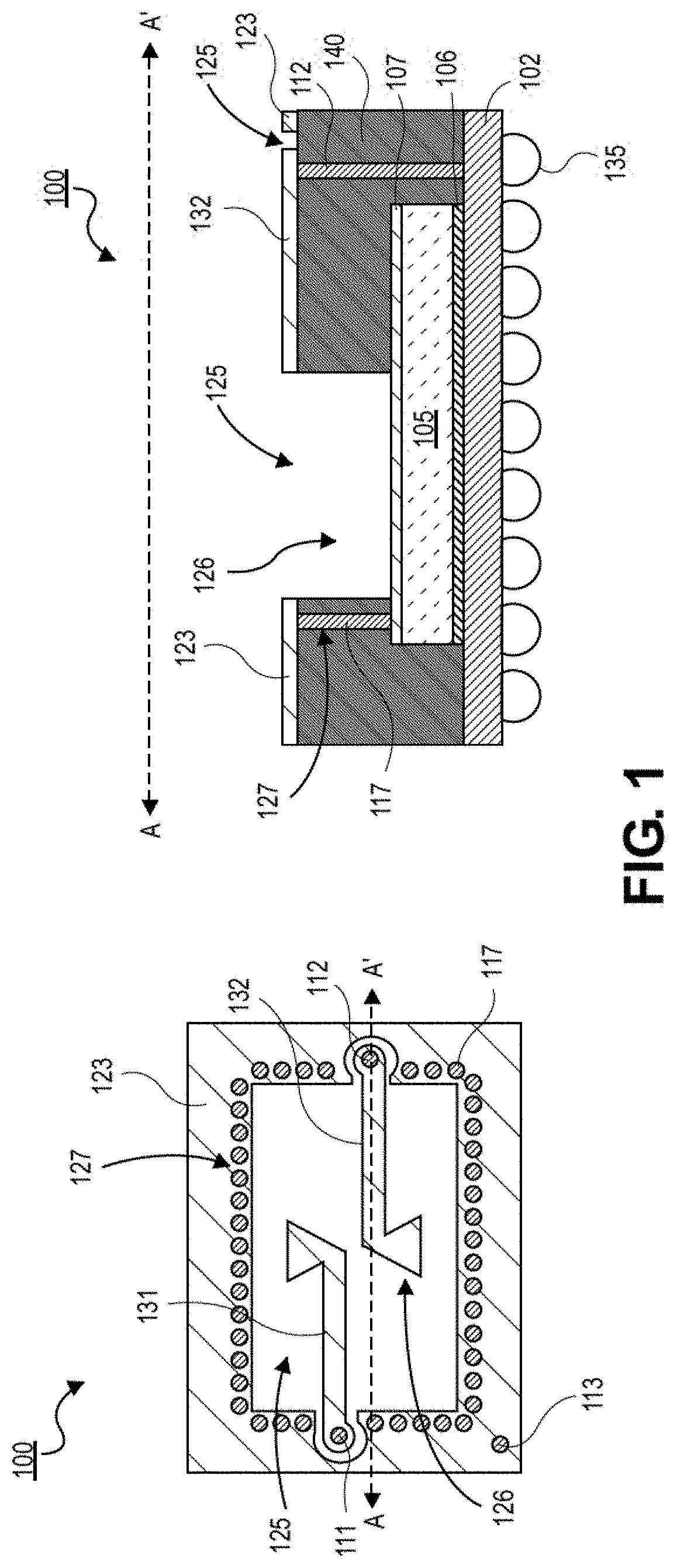 Patent US11784143 — Single metal cavity antenna in package connected to an integrated transceiver front-end — Figure 1