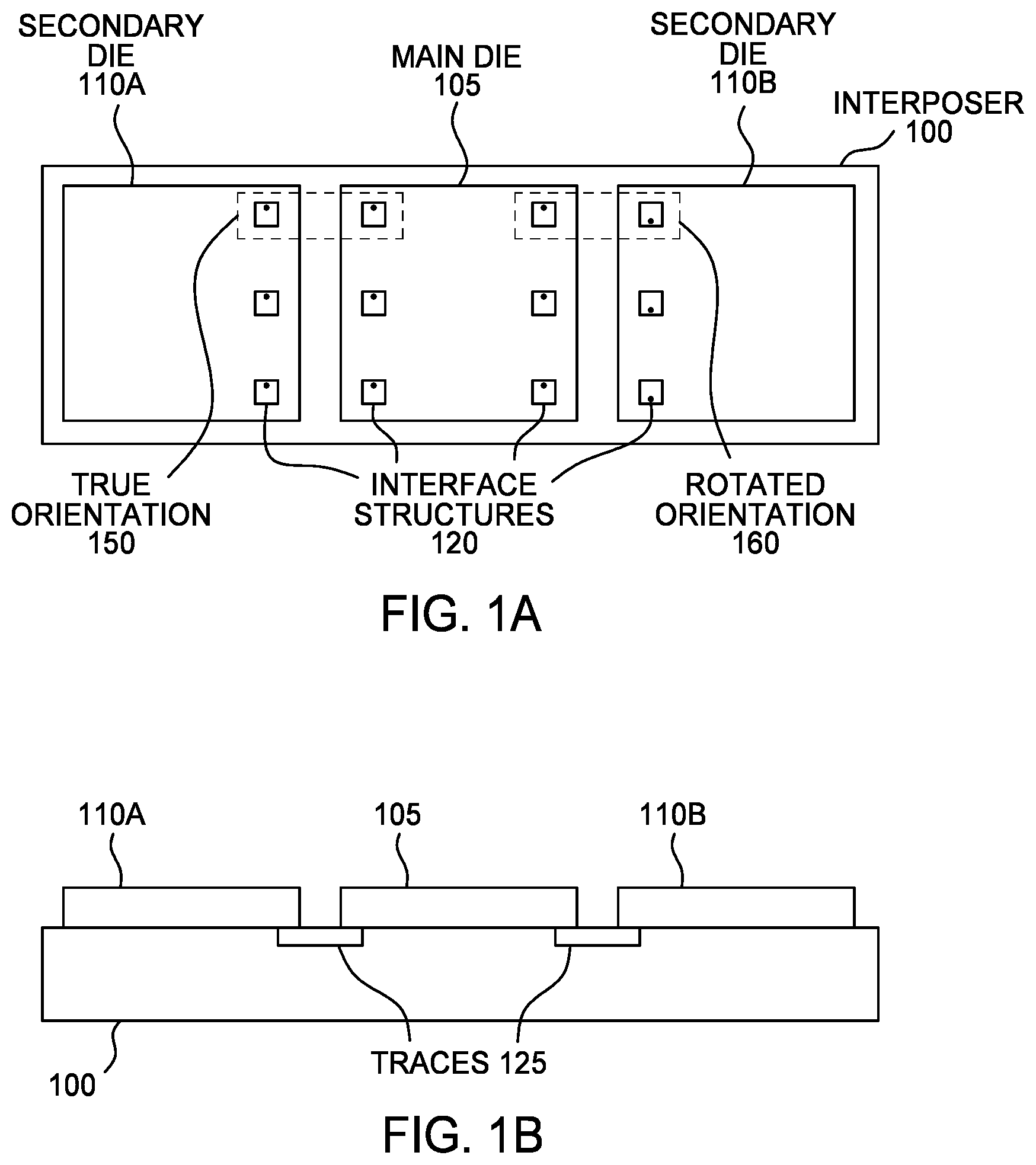 Patent US11784149 — Chip bump interface compatible with different orientations and types of devices — Figure 1