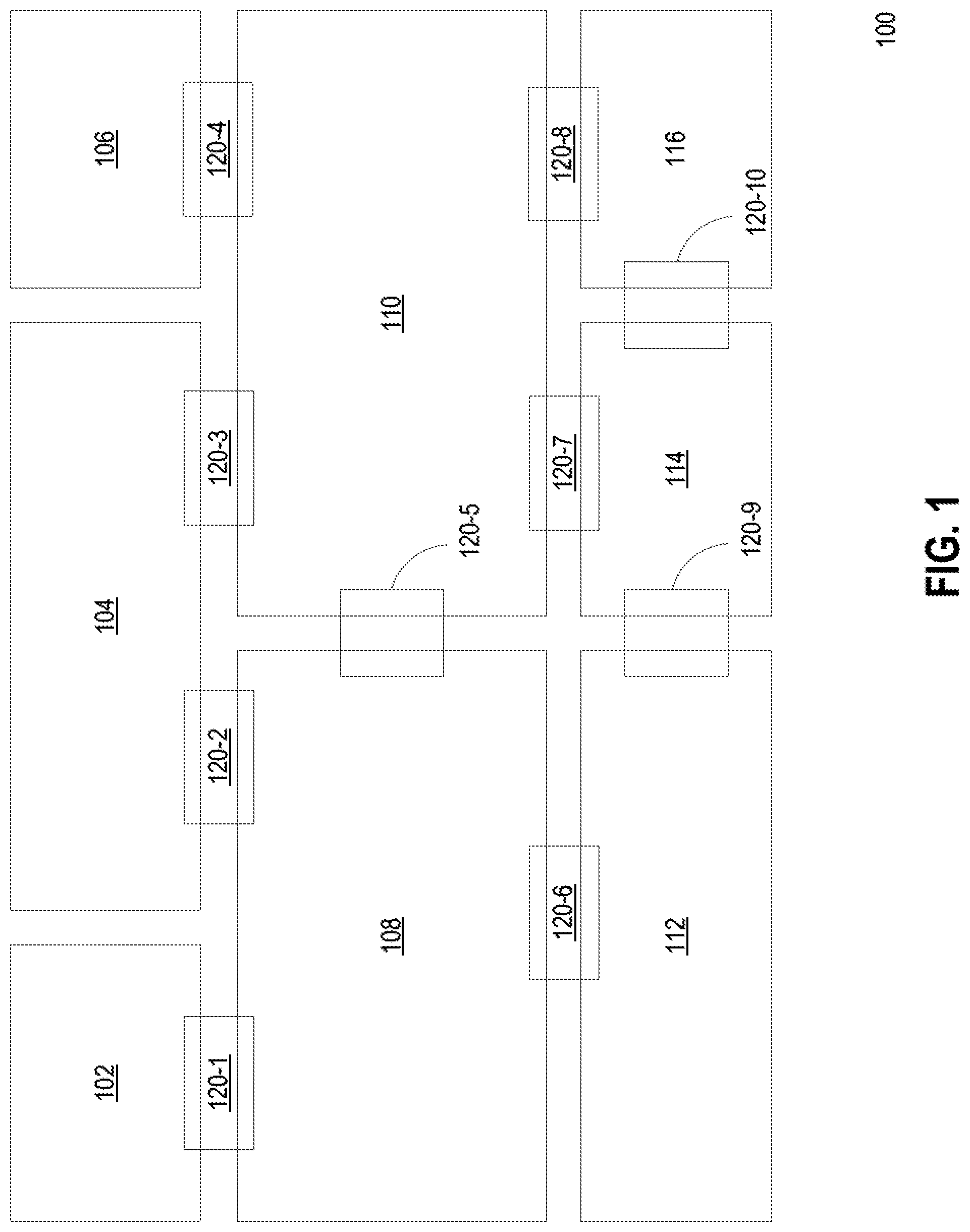 Patent US11784150 — Rounded metal trace corner for stress reduction — Figure 1