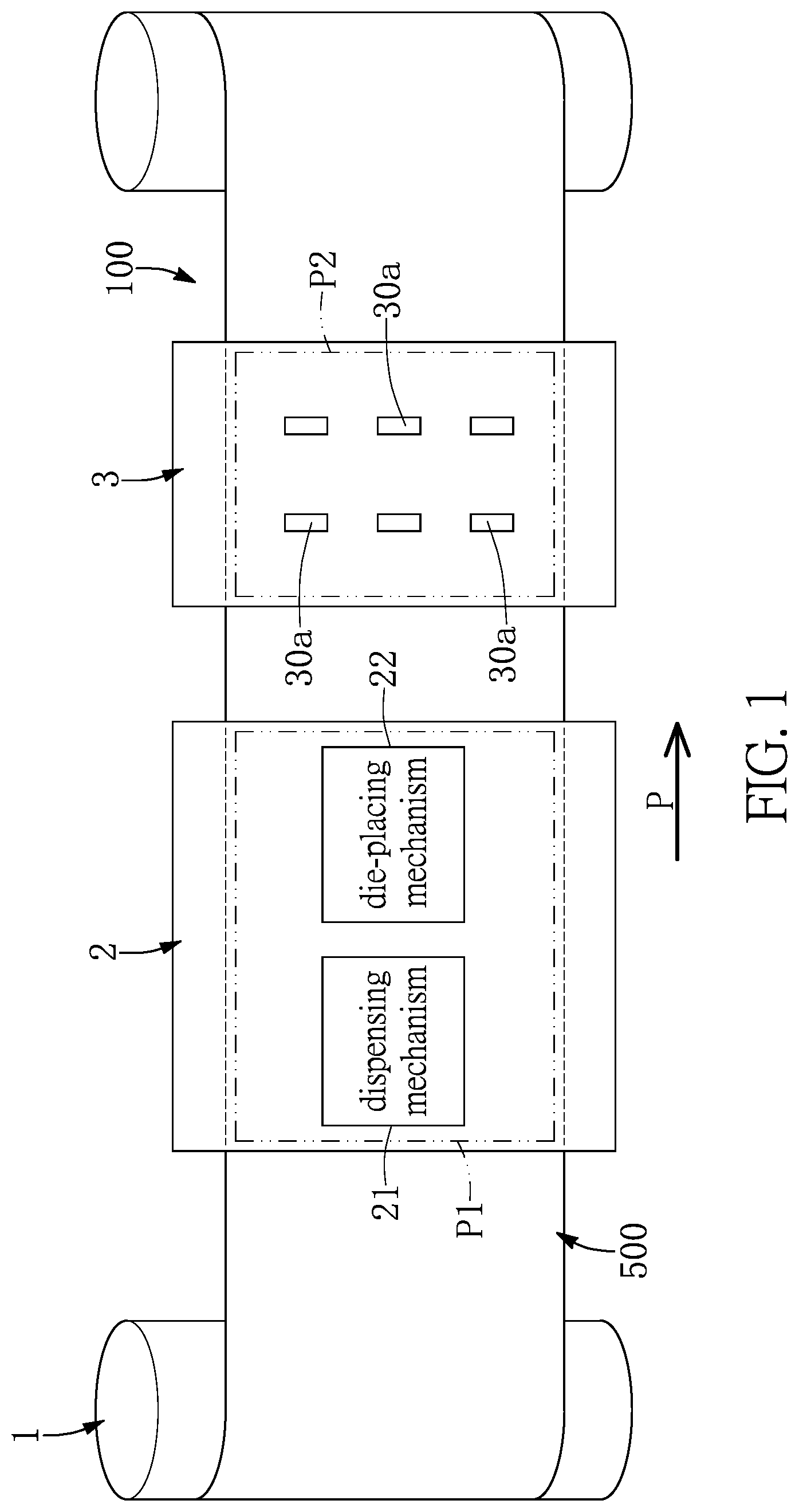 Patent US11784158 Figure 1 – Producing apparatus