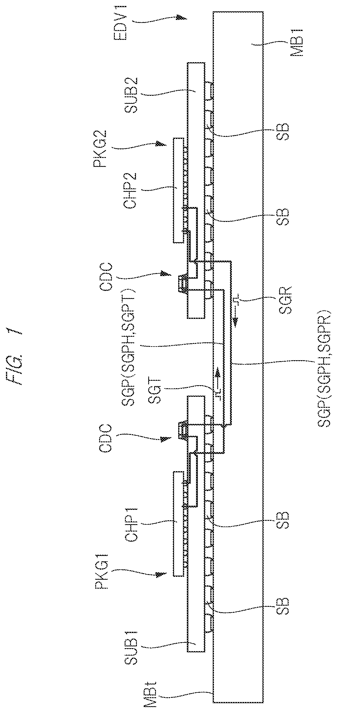Patent US11784173 — Semiconductor device including a circuit for transmitting a signal — Figure 1