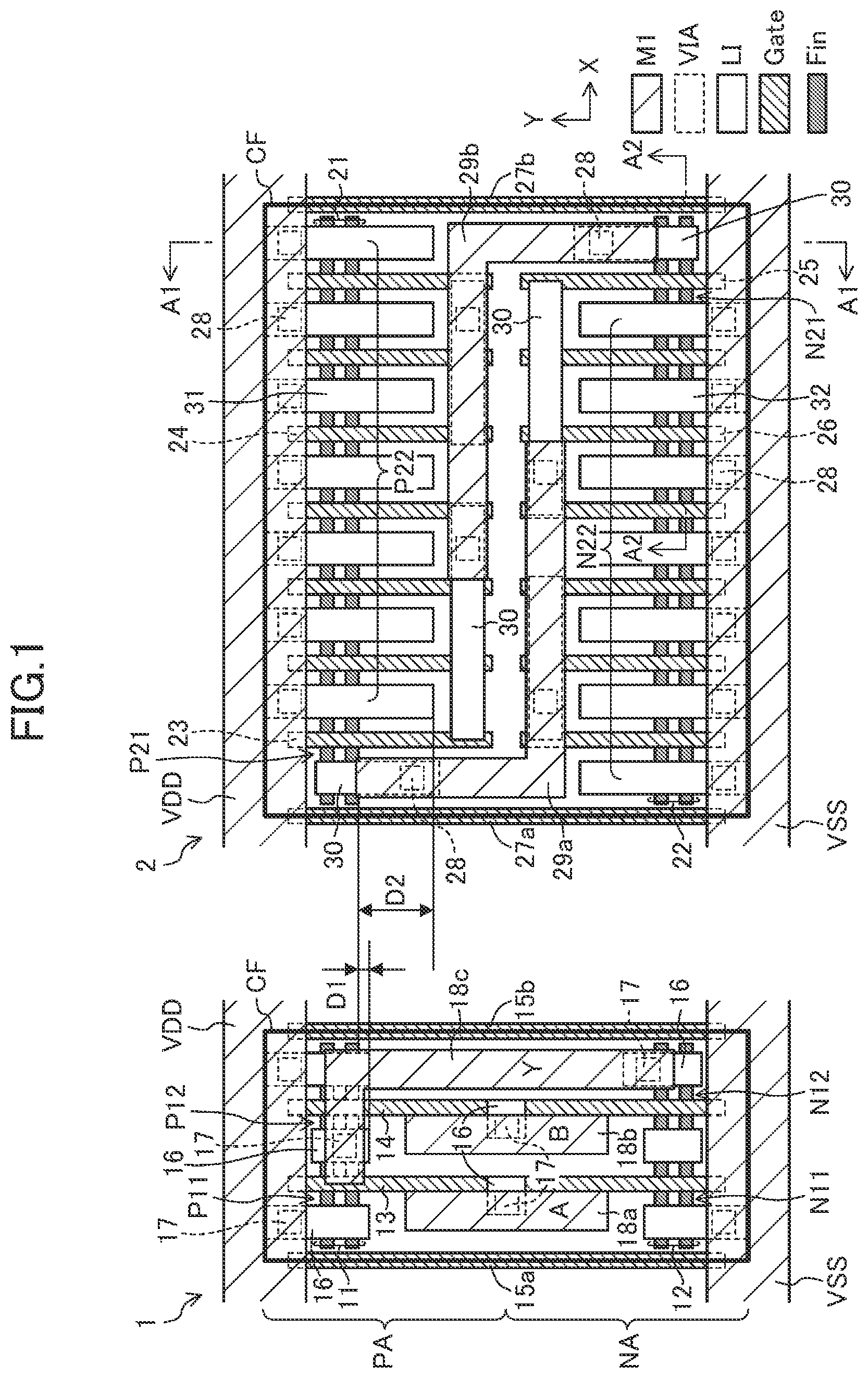Patent US11784188 — Semiconductor integrated circuit device — Figure 1