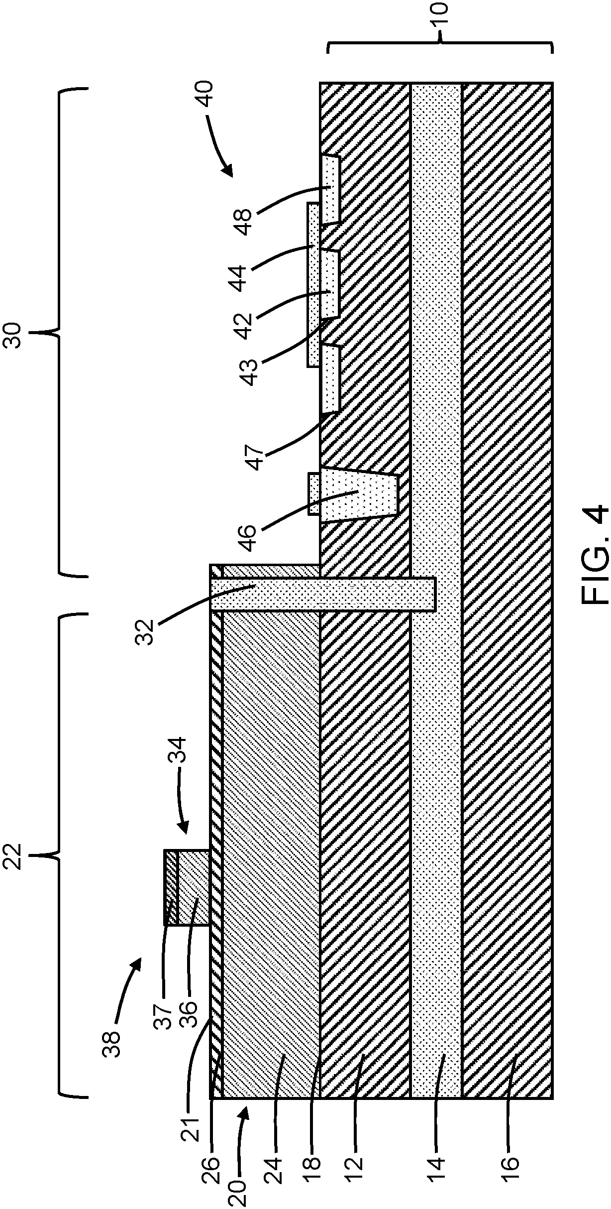 Patent US11784189 Figure 4 – Monolithic integration of diverse device types with shared electrical isolation