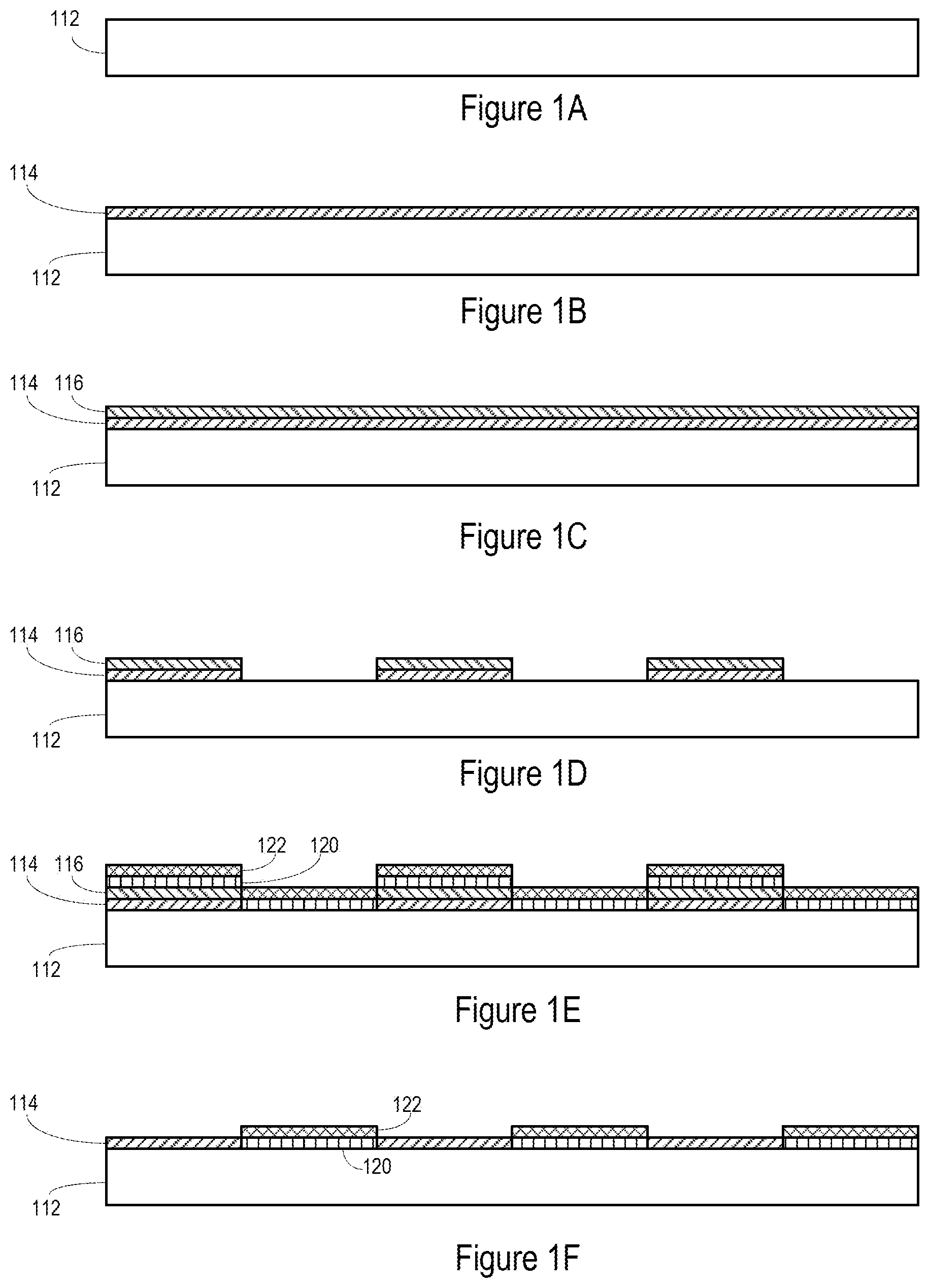 Patent US11784227 — Method for fabricating wafer scale/nano sub micron gap electrodes and arrays via photolithography — Figure 1