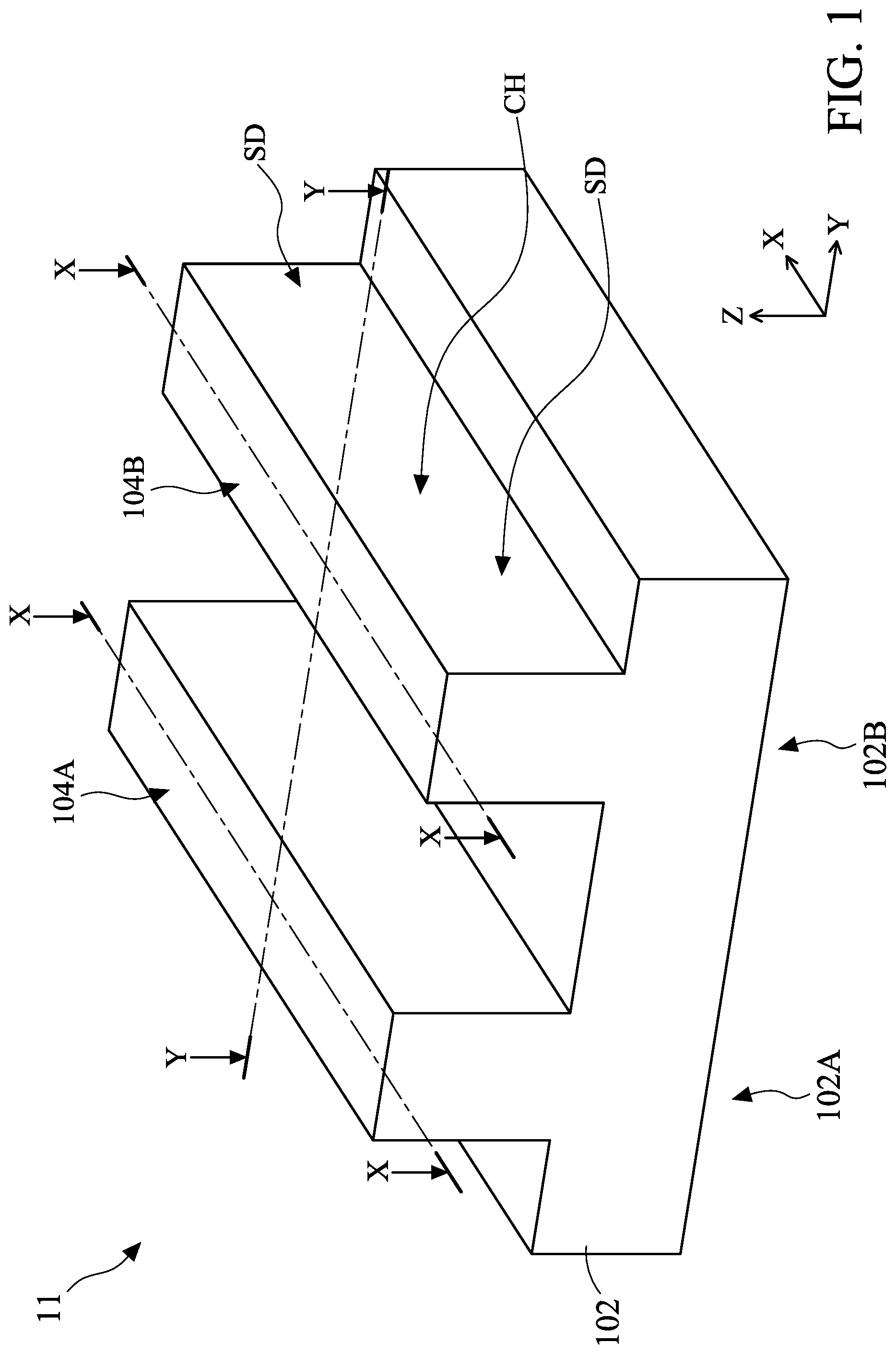 Patent US11784252 — Semiconductor device structure — Figure 1