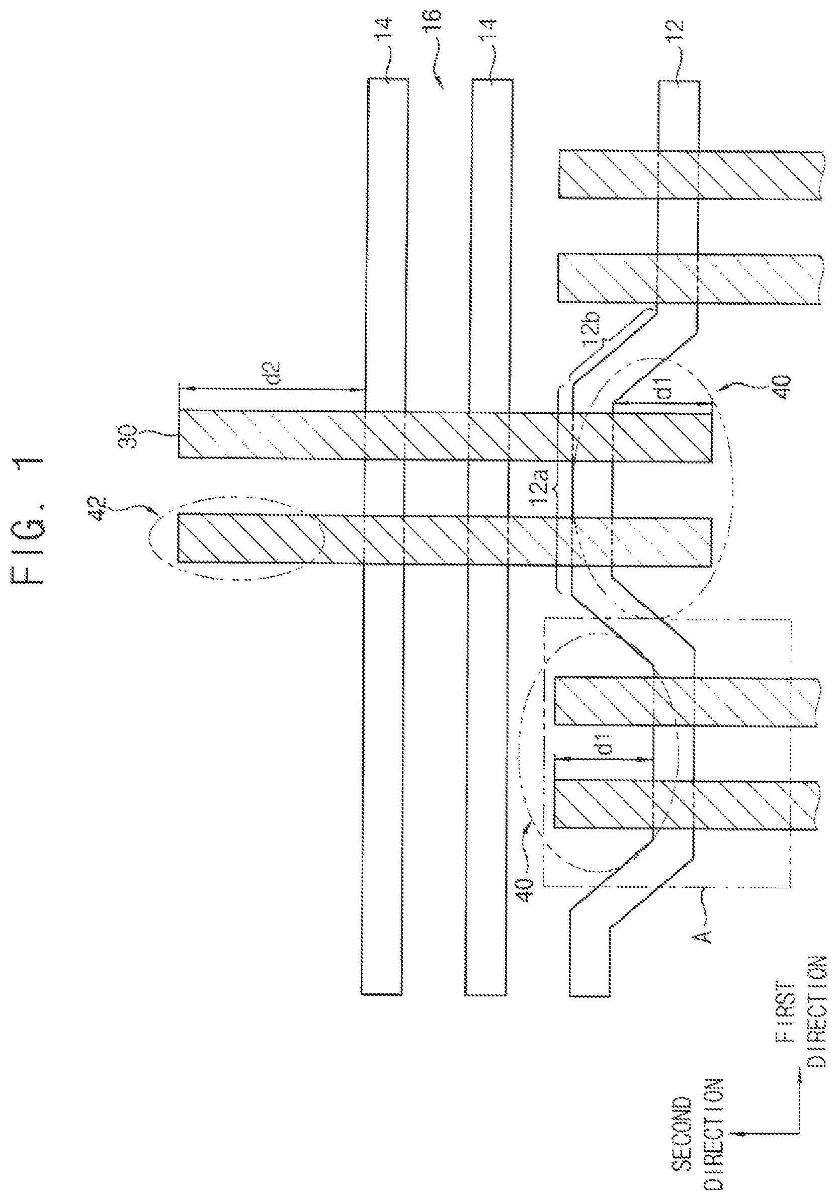 Patent US11784255 — Semiconductor devices with bent portions — Figure 1